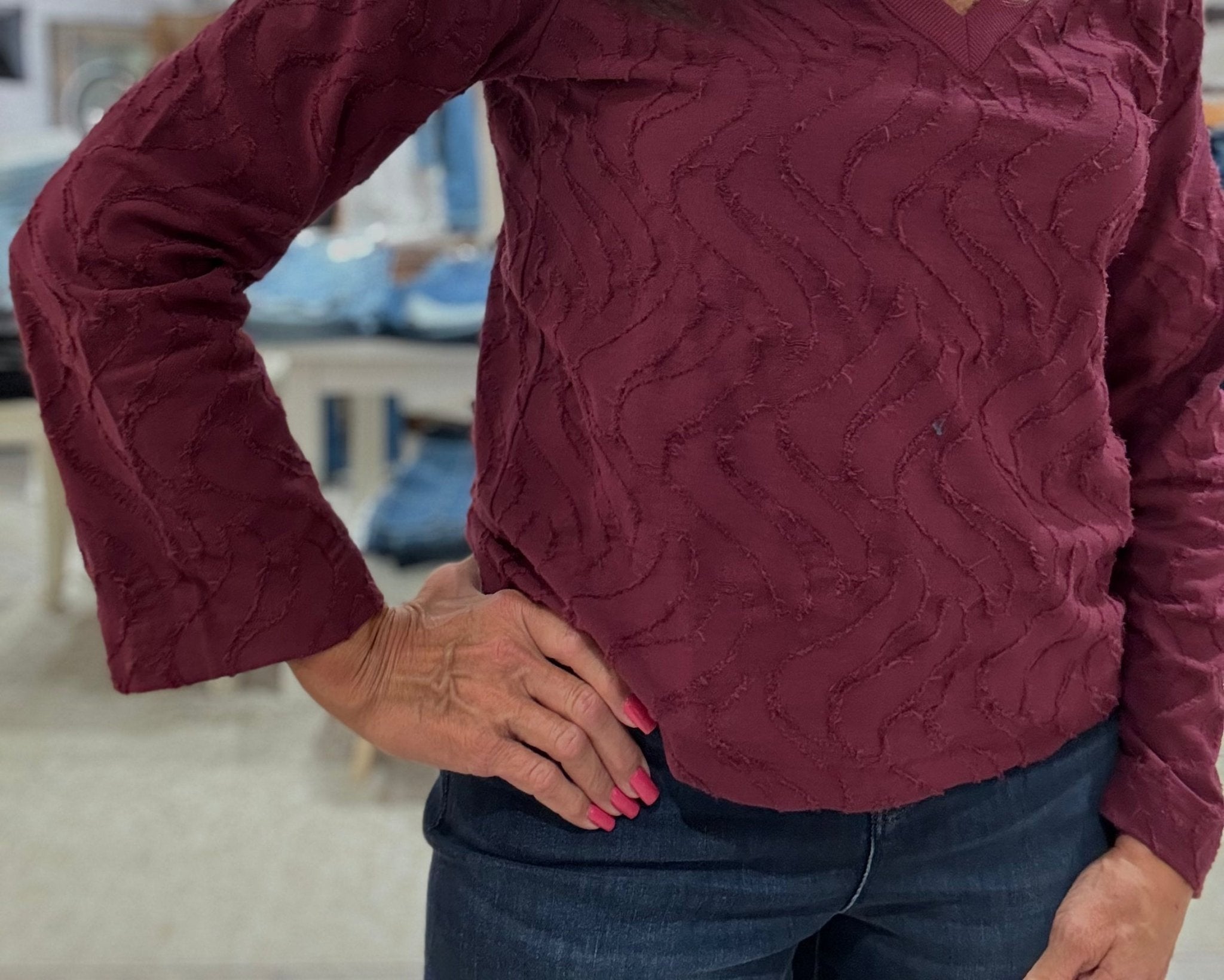 Long Sleeve V-Neck Top