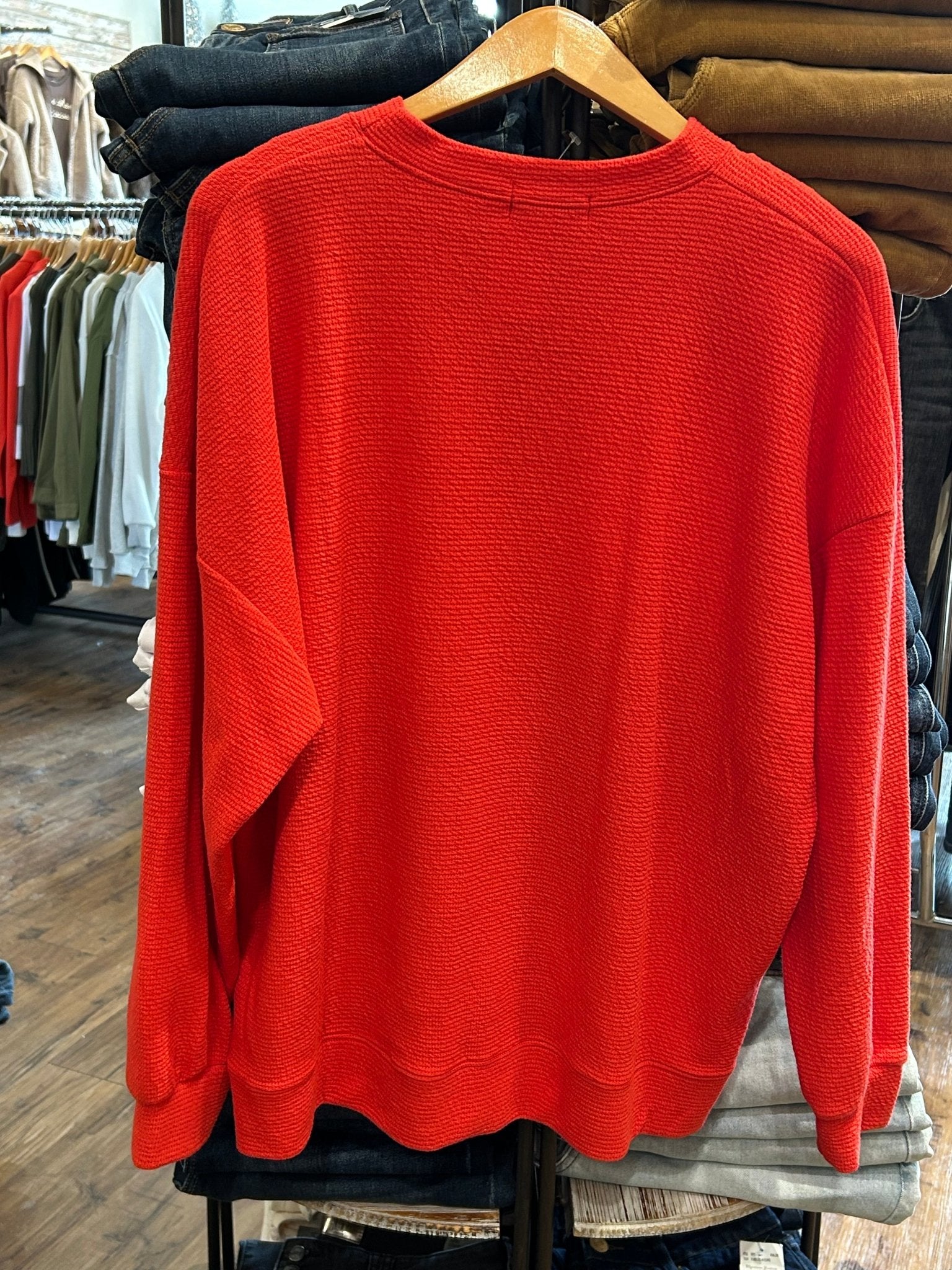 Tres Bien Heart Cloudy Knit L/S Top - Red - Mainstream Boutique