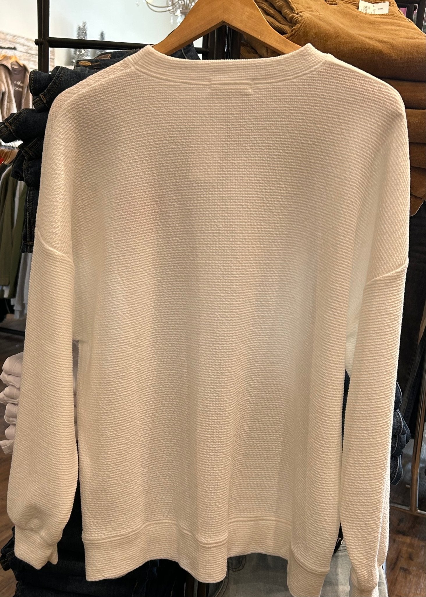 Tres Bien Heart Cloudy Knit L/S Top - Off - White - Mainstream Boutique