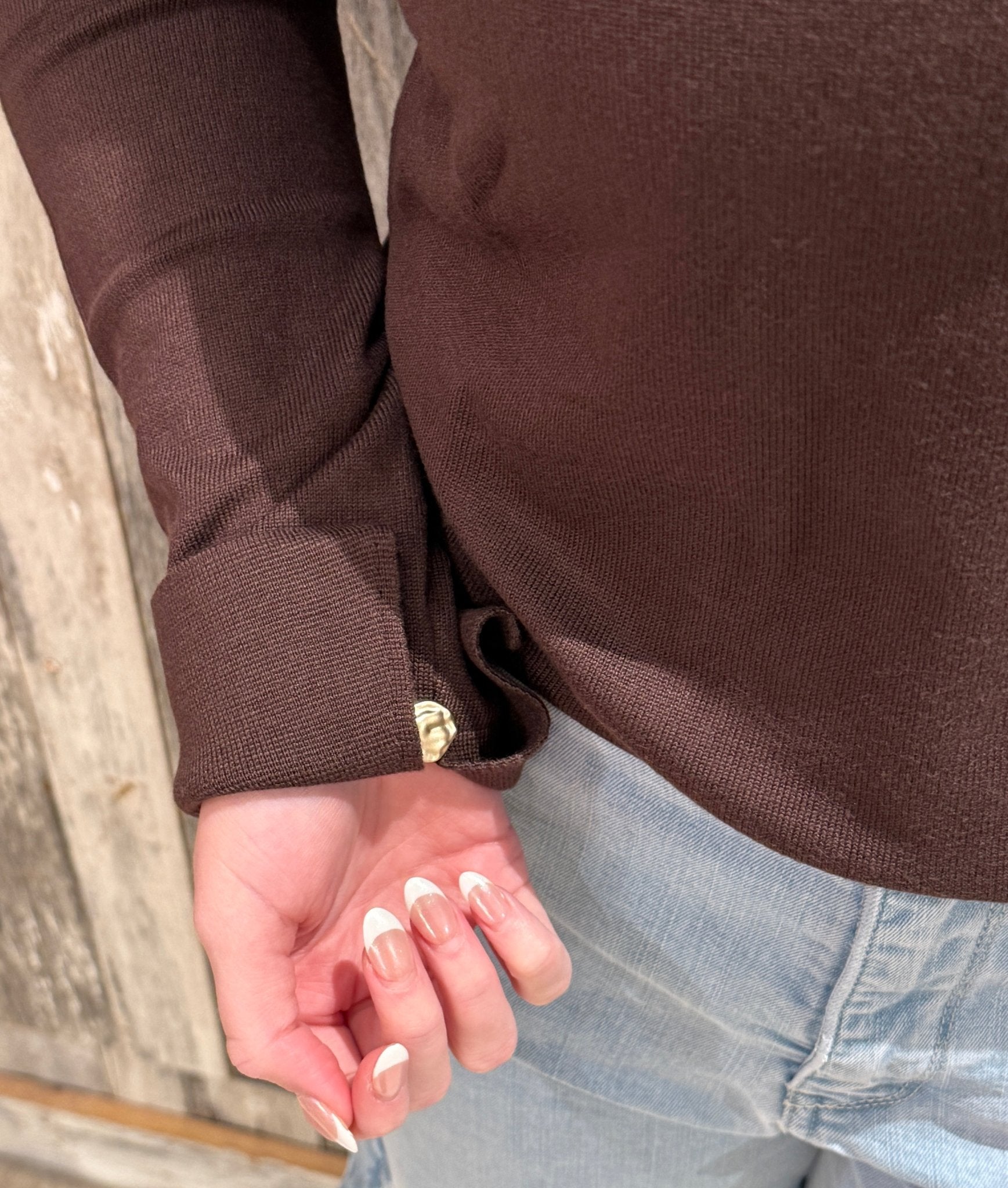 Knit Long Sleeve Collared Top - Mainstream Boutique