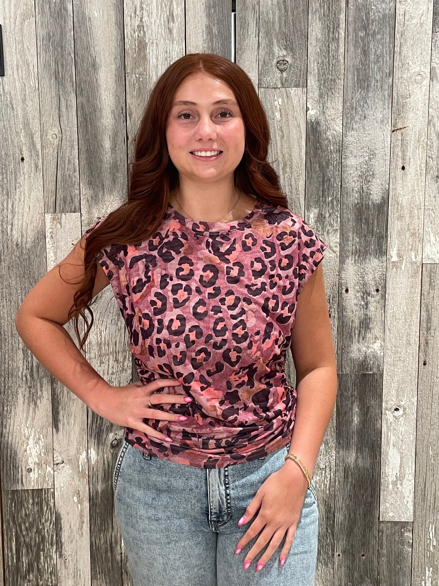 Cap Sleeve Side Ruched Printed Top - Mainstream Boutique