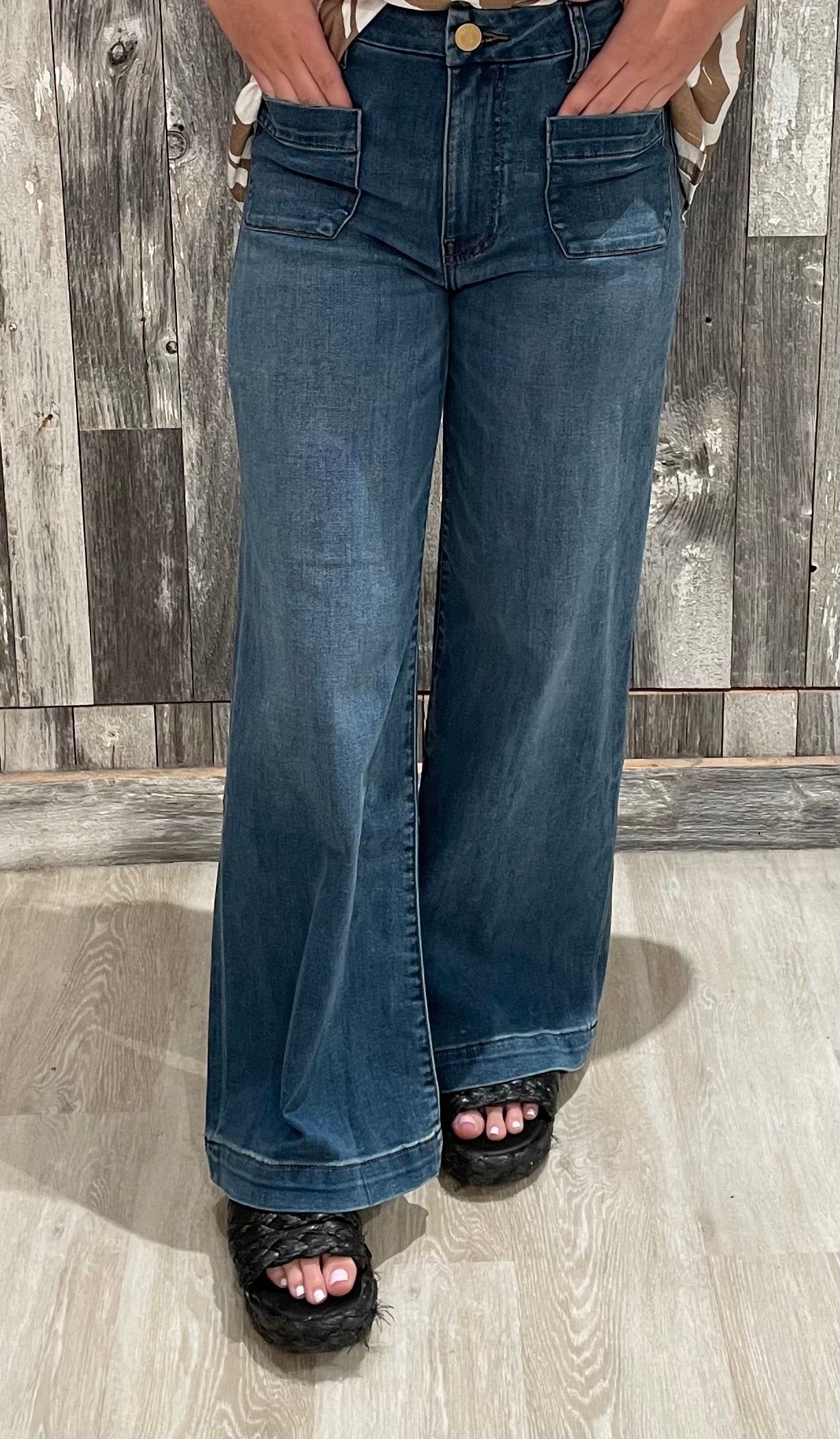 Meg High Rise Wide Leg W/ Patch Pocket - Mainstream Boutique