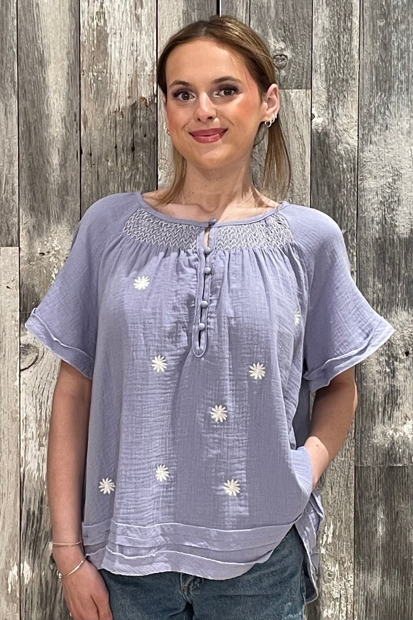 Cotton Gauze Button Down Top - Mainstream Boutique