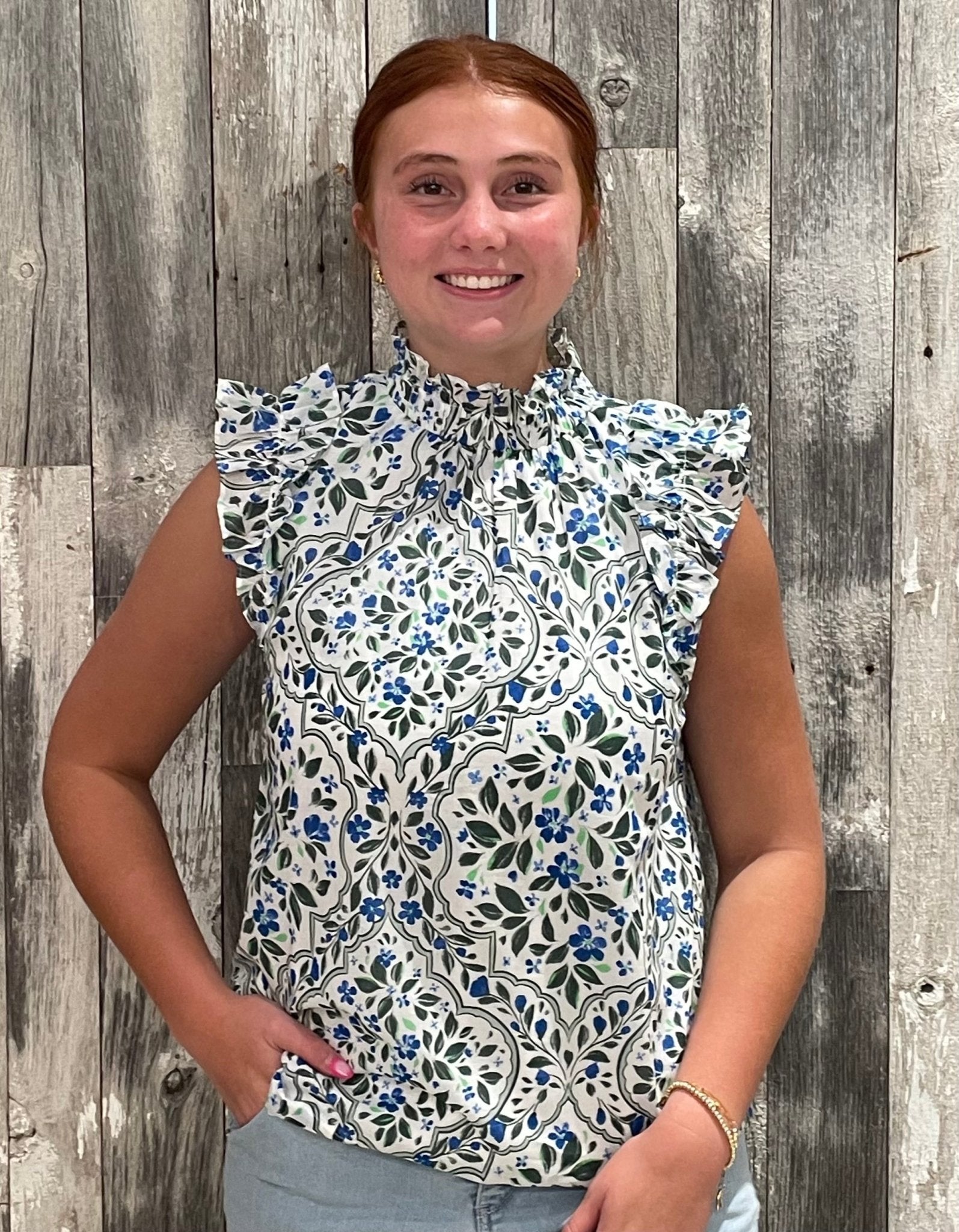 Hilo Floral Zoie Ruffle Top - Mainstream Boutique