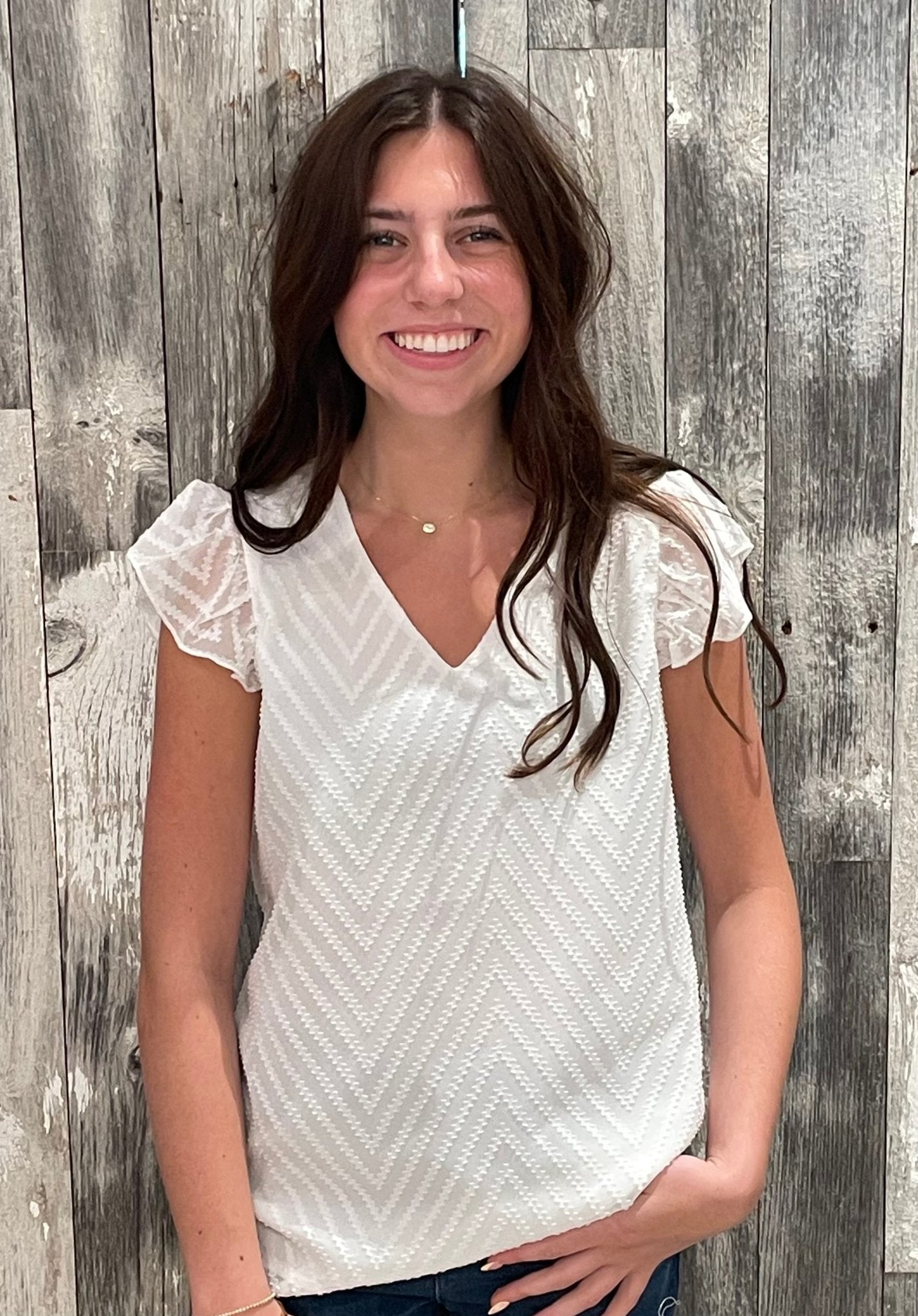V - Neck Butterfly Sleeve Top - Mainstream Boutique