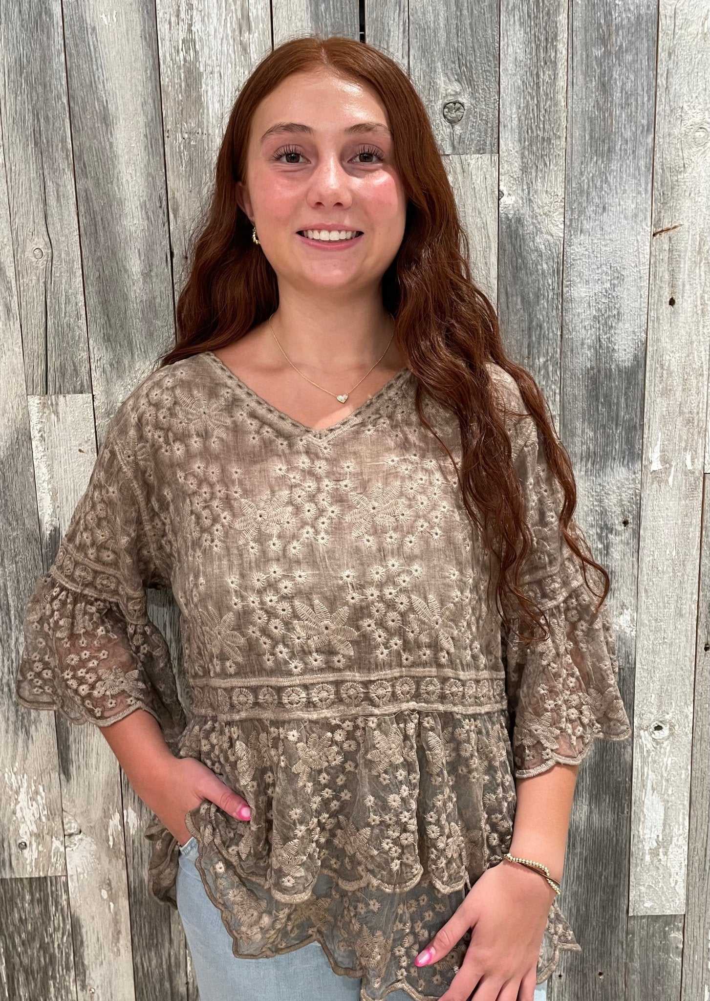 Bell Sleeve Lace Top - Mainstream Boutique