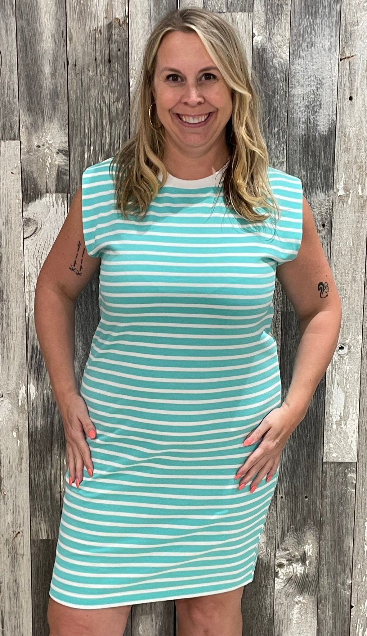 Crewneck Striped Sleeveless Dress - Mainstream Boutique