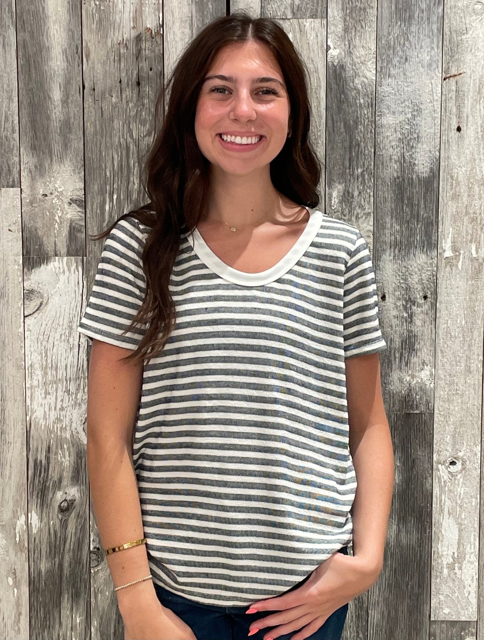 Round Neck Everyday Stripe Top - Mainstream Boutique