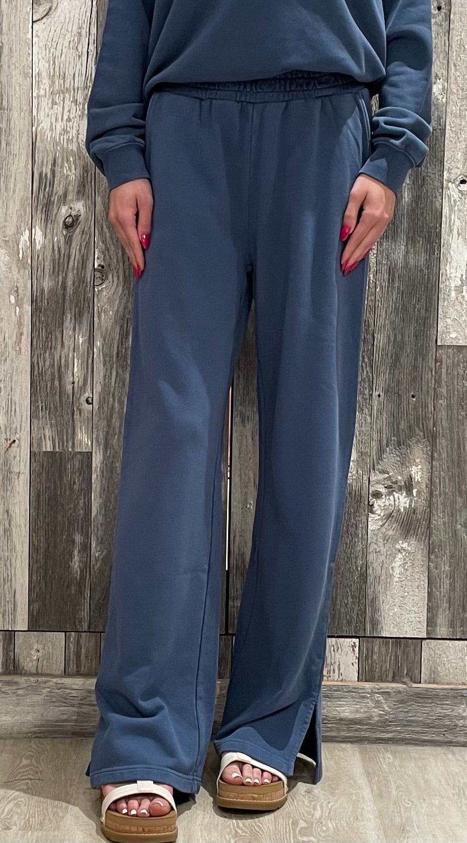 Elastic Waist Cotton Pant W/Ankle Slit - Mainstream Boutique