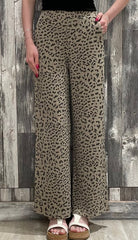 Ribbed Leopard Print Knit Pants - Mainstream Boutique