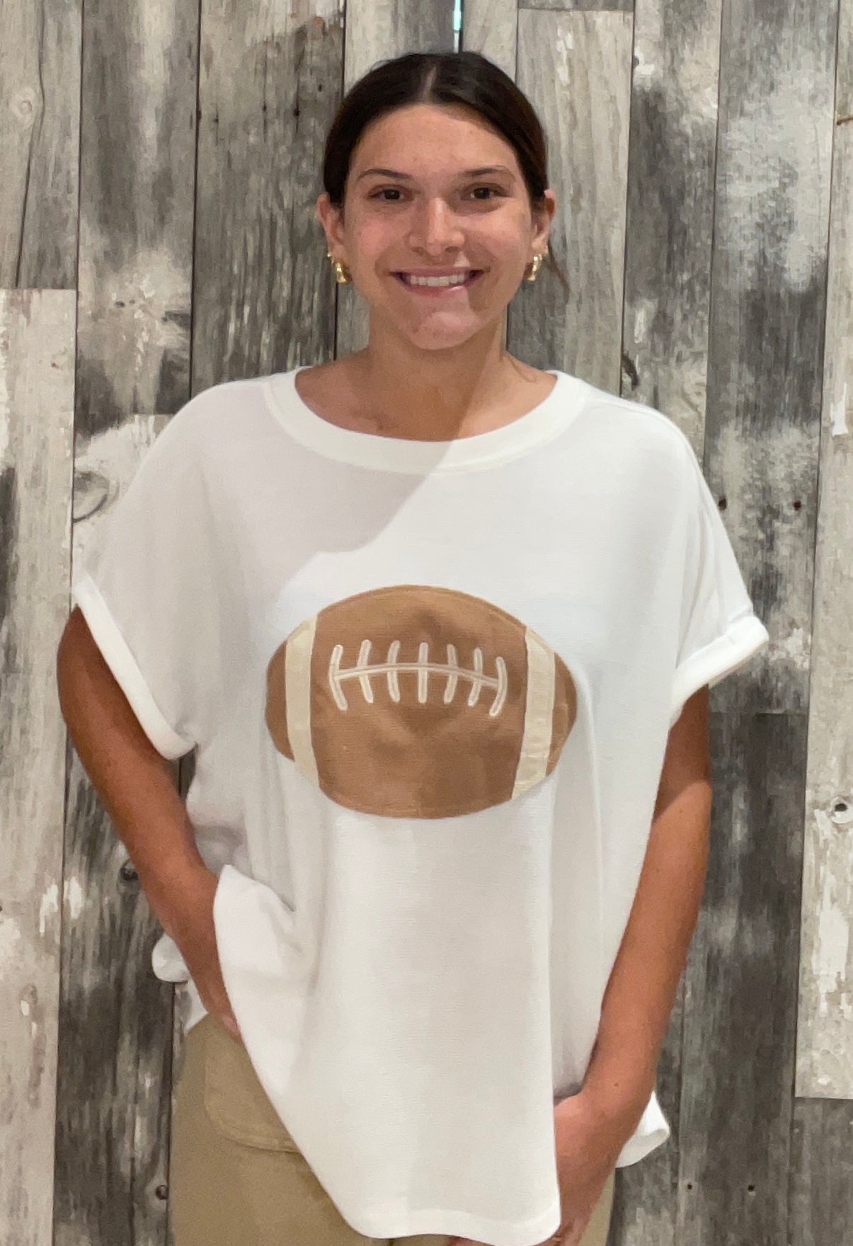 Gameday Football Patchwork Waffle Top - Mainstream Boutique