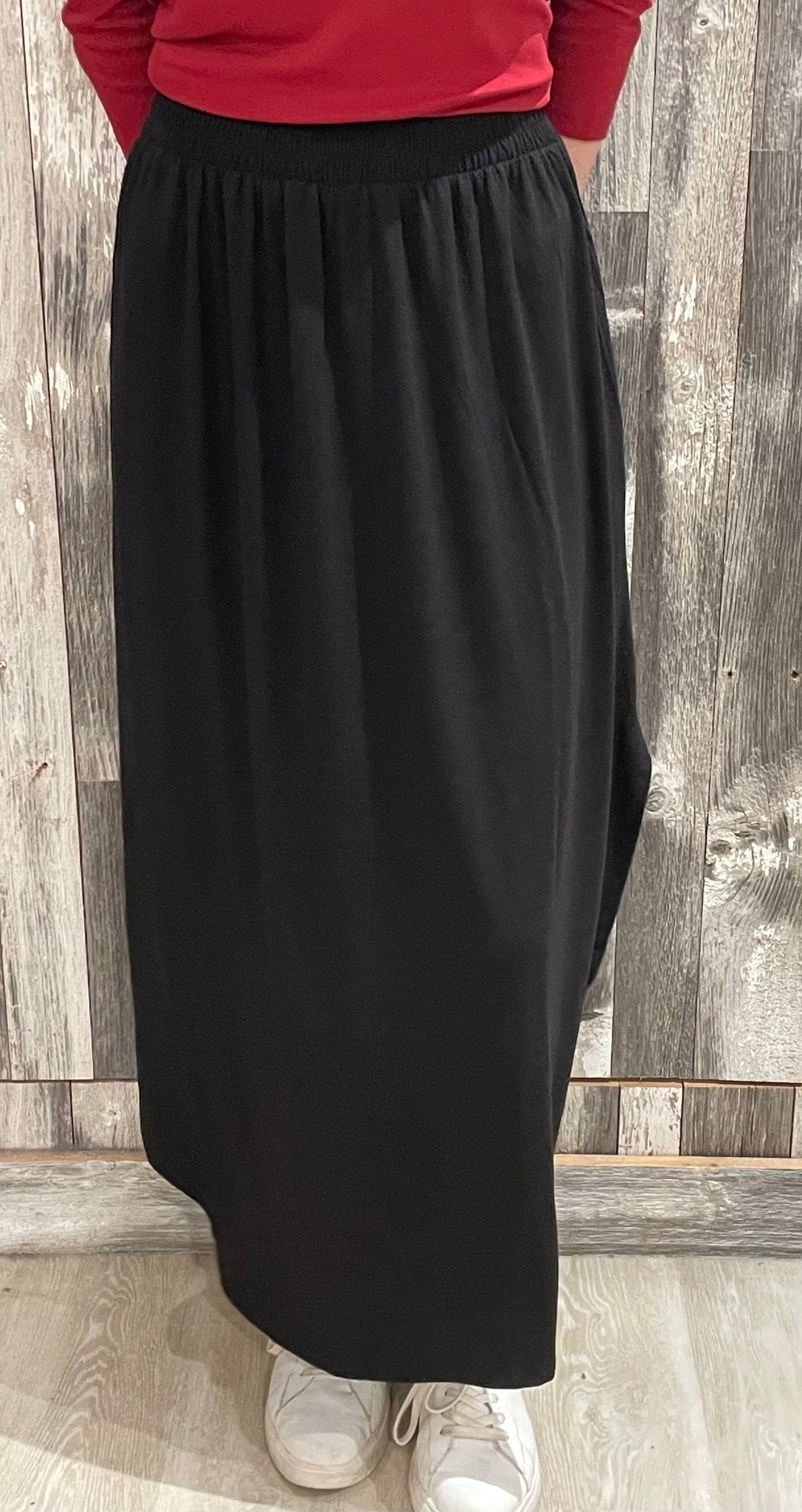 Smocked Waist Side Slit Maxi Skirt With Pockets *Final Sale* - Mainstream Boutique
