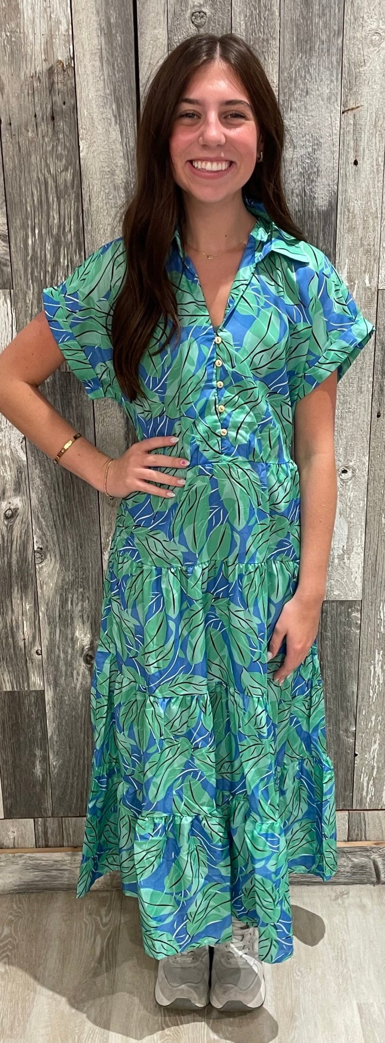Drop Sleeve Collared Button Up Shirt Dress - Mainstream Boutique