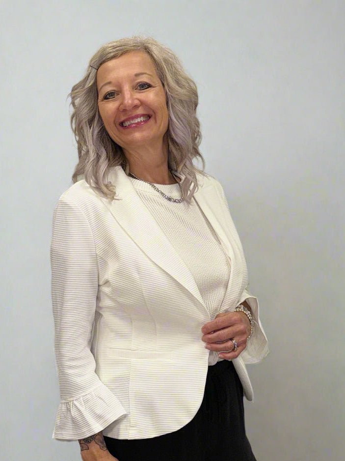 3/4 Ruffle Sleeve Solid Blazer - Mainstream Boutique
