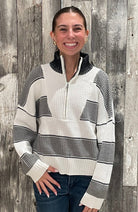 Striped Quarter Zip Color Block Sweater - Mainstream Boutique