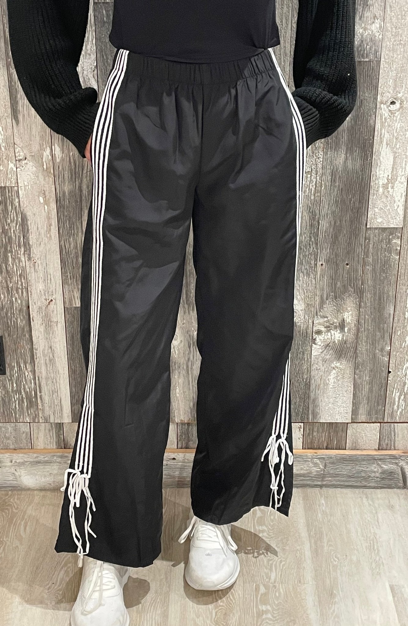 Side Striped Ribbon Tie Track Pants - Mainstream Boutique