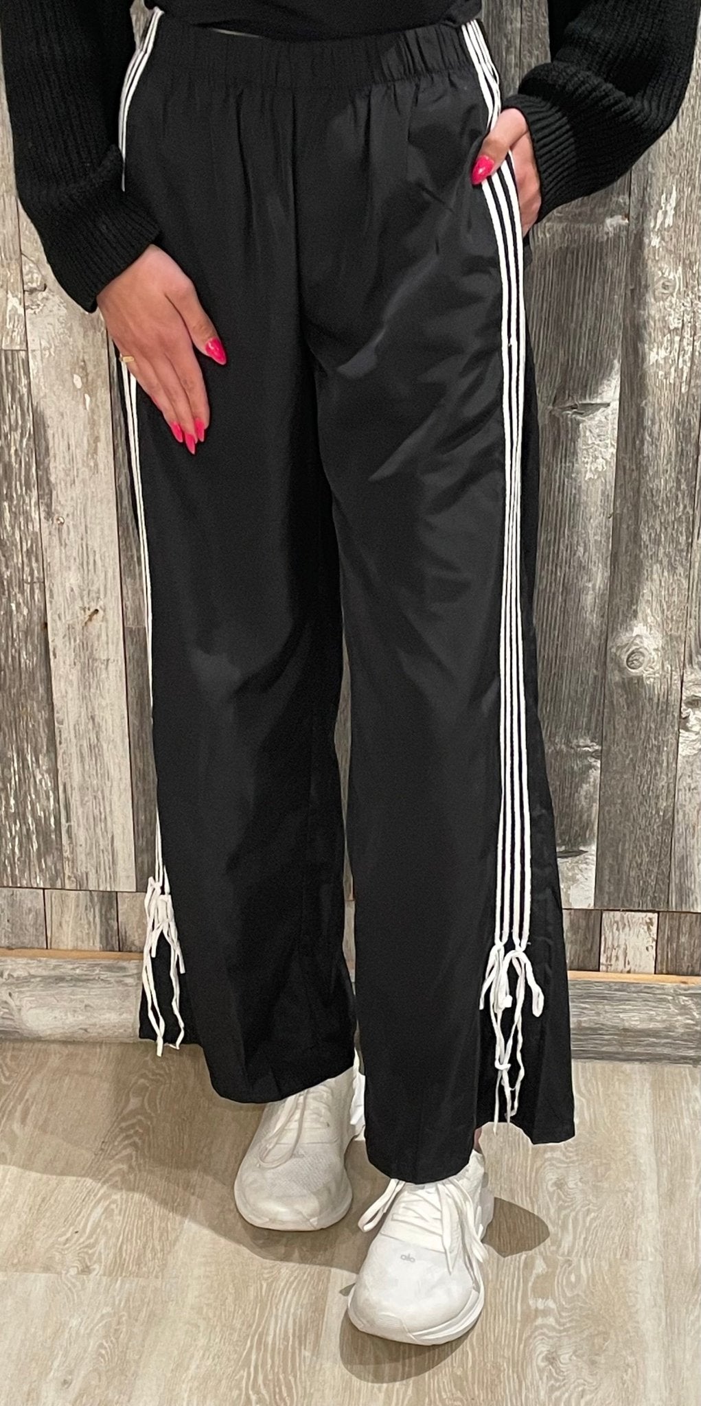 Side Striped Ribbon Tie Track Pants - Mainstream Boutique