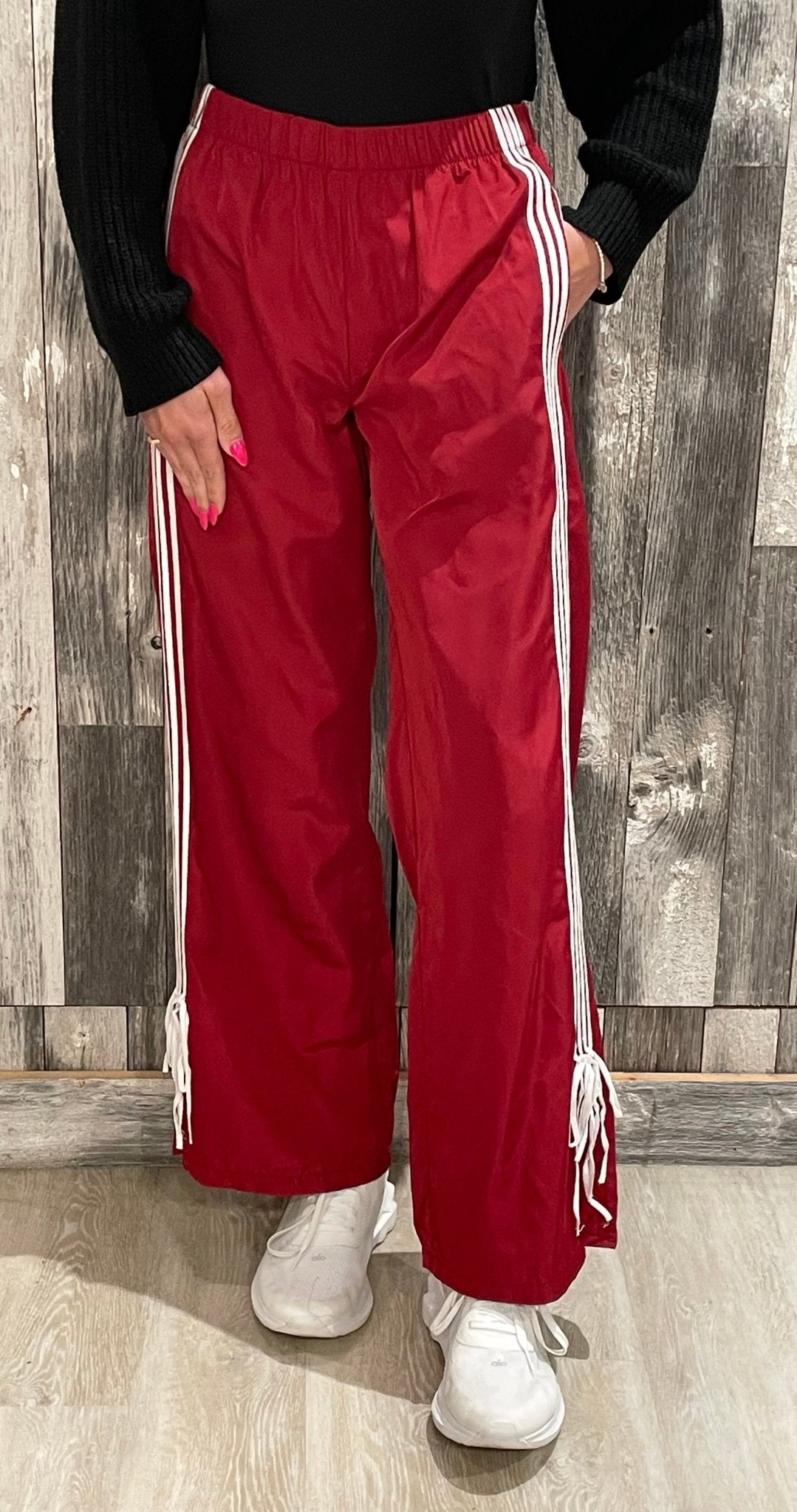 Side Striped Ribbon Tie Track Pants - Mainstream Boutique