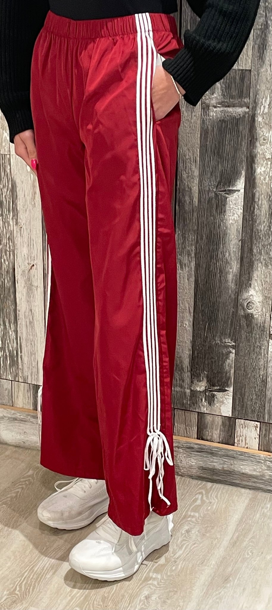 Side Striped Ribbon Tie Track Pants - Mainstream Boutique