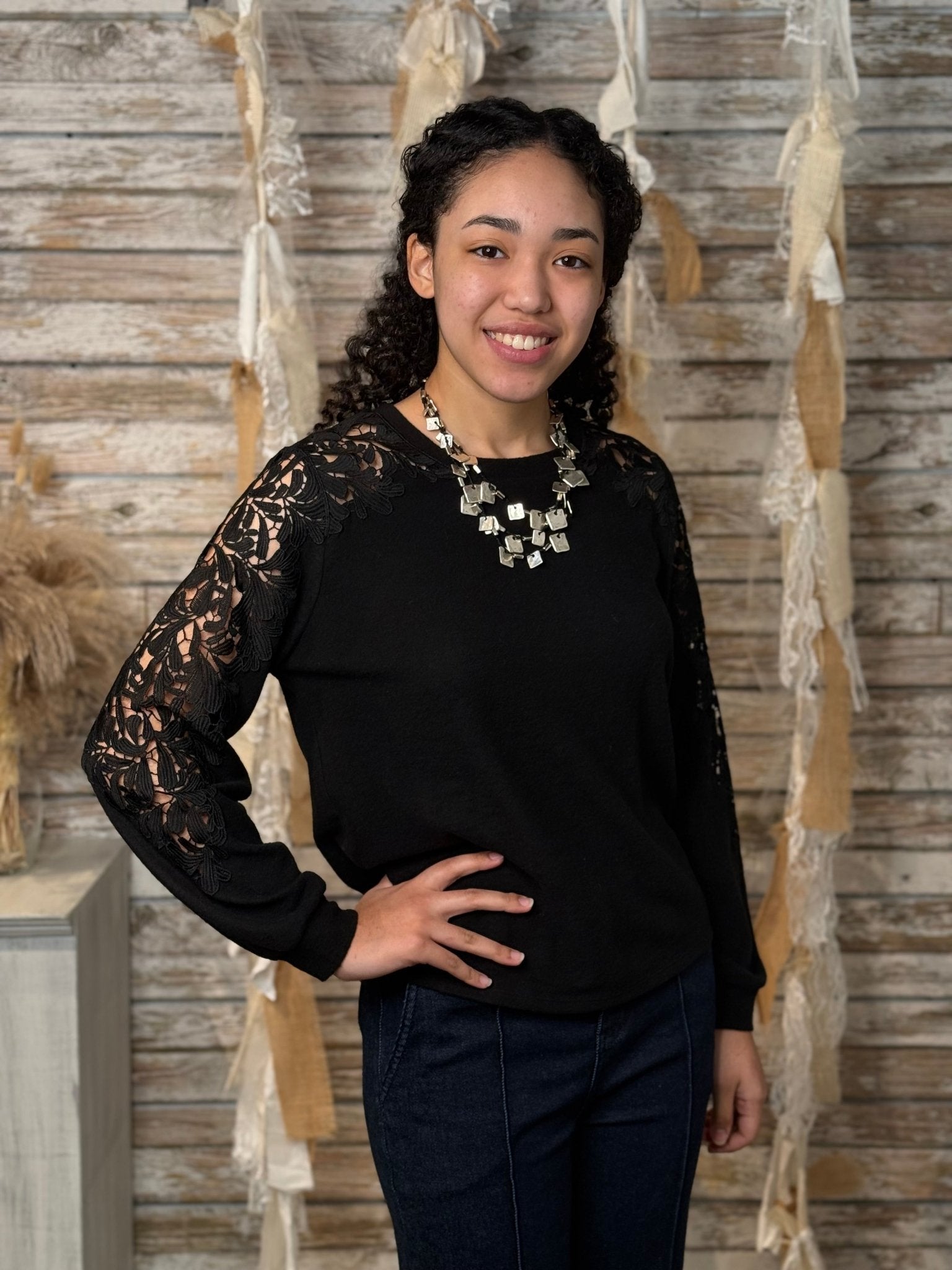 Midnight Lace Whisper Top - Mainstream Boutique