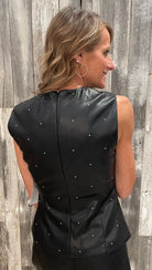 Stone Detail Faux Leather Top - Mainstream Boutique