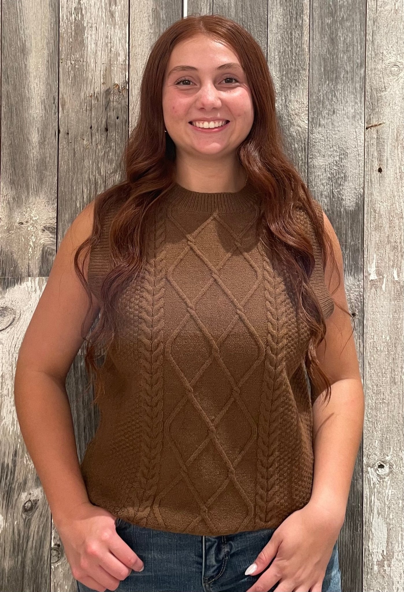 Cable Knit Slit Sweater Vest - Mainstream Boutique