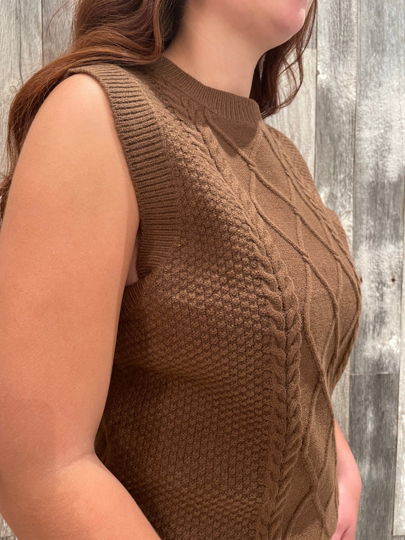 Cable Knit Slit Sweater Vest - Mainstream Boutique