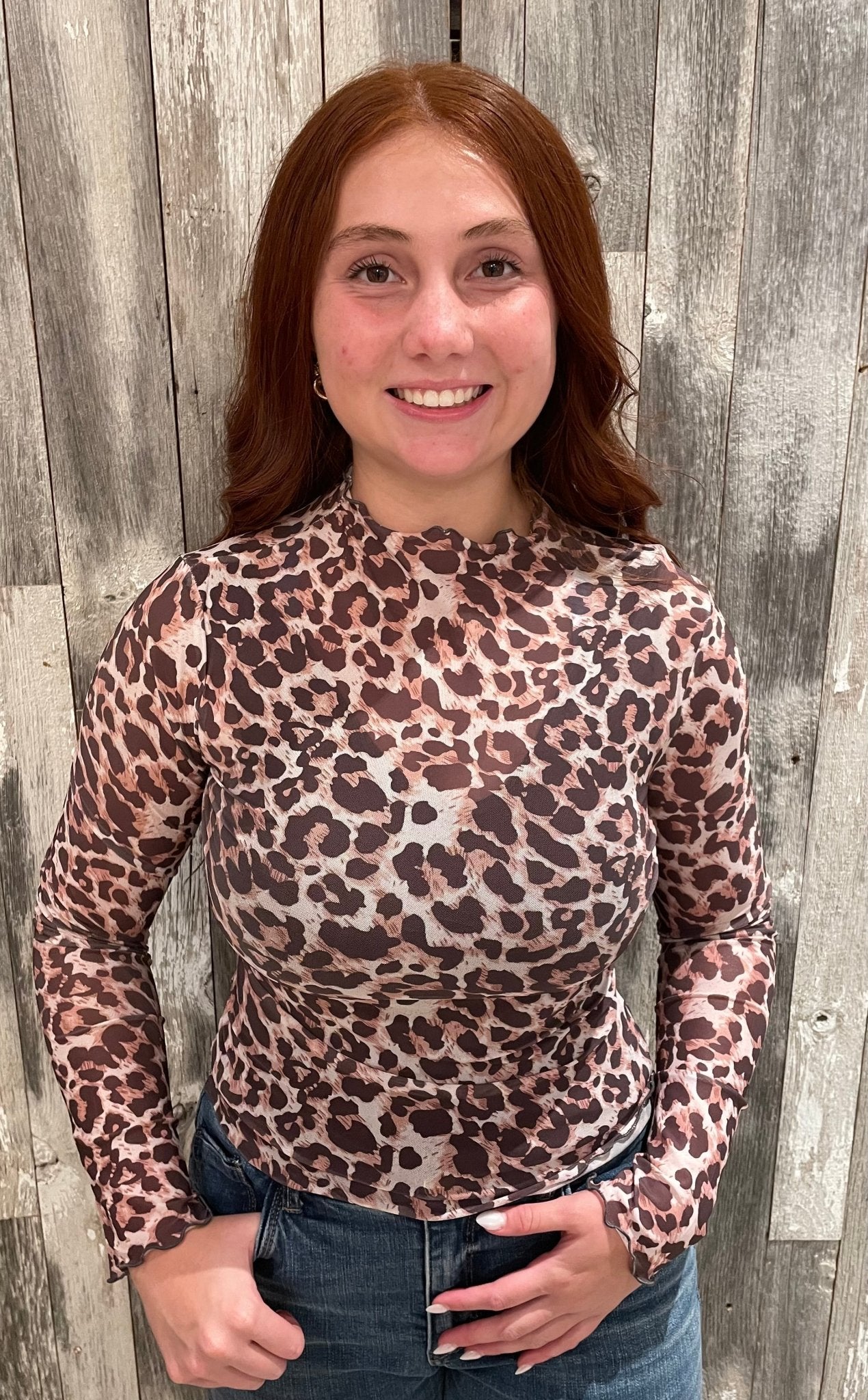 Leopard Print Long Sleeve Mesh Top - Mainstream Boutique