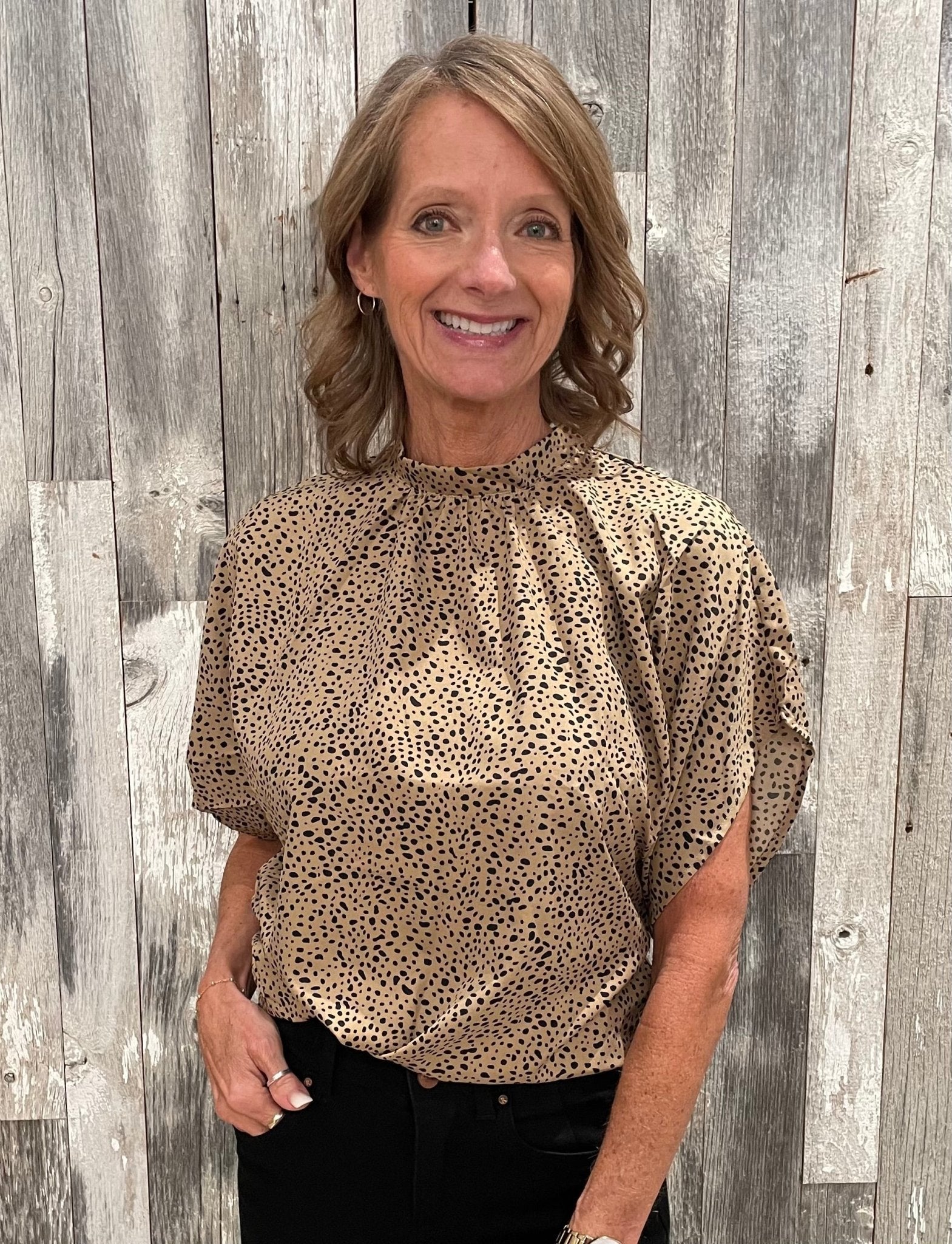 Mock Collar Winged Blouse - Mainstream Boutique