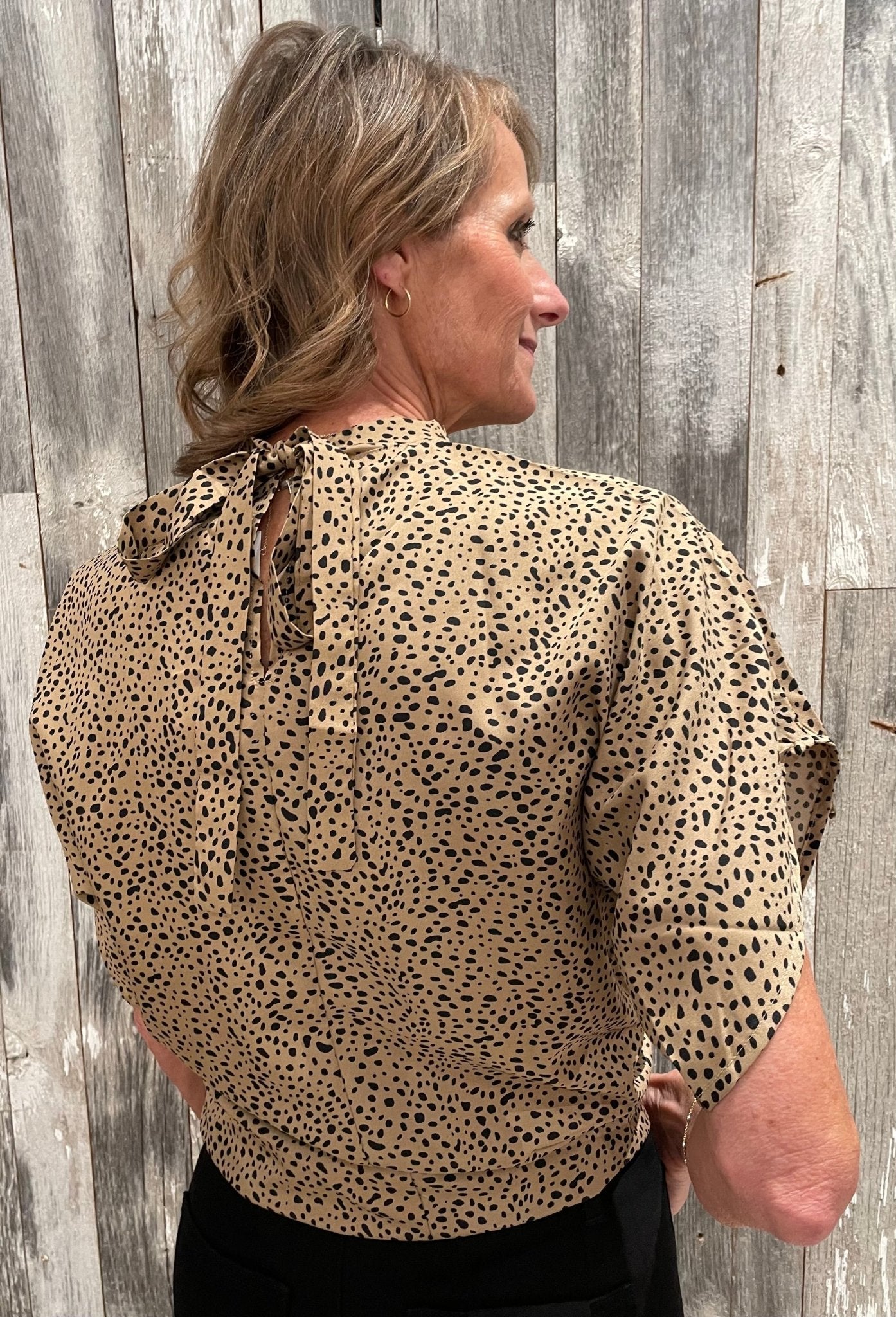 Mock Collar Winged Blouse - Mainstream Boutique