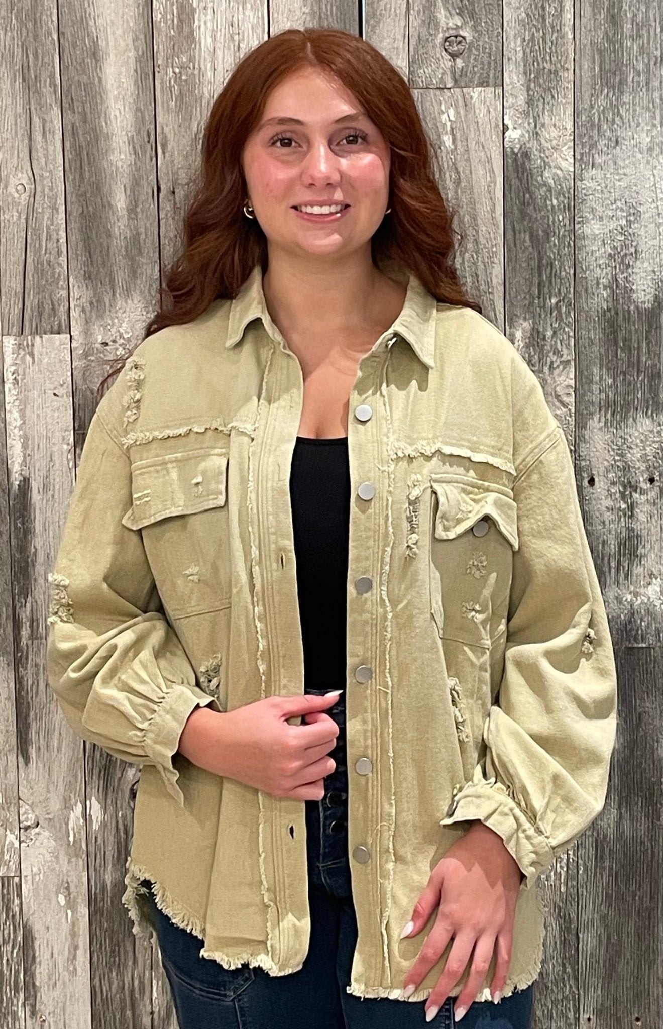 Tattered Shacket - Mainstream Boutique