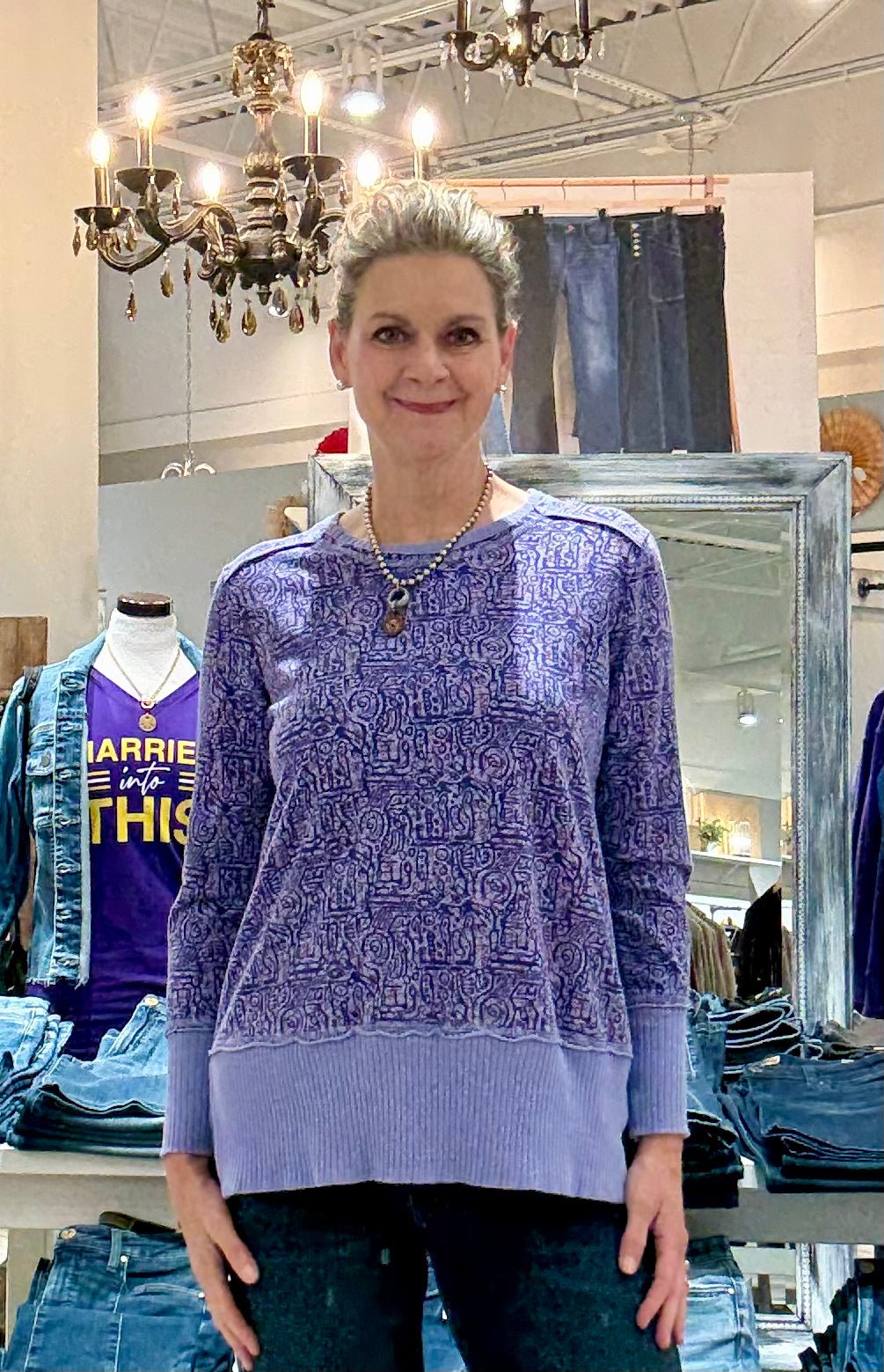 Long Sleeve Crew Neck Printed Tunic