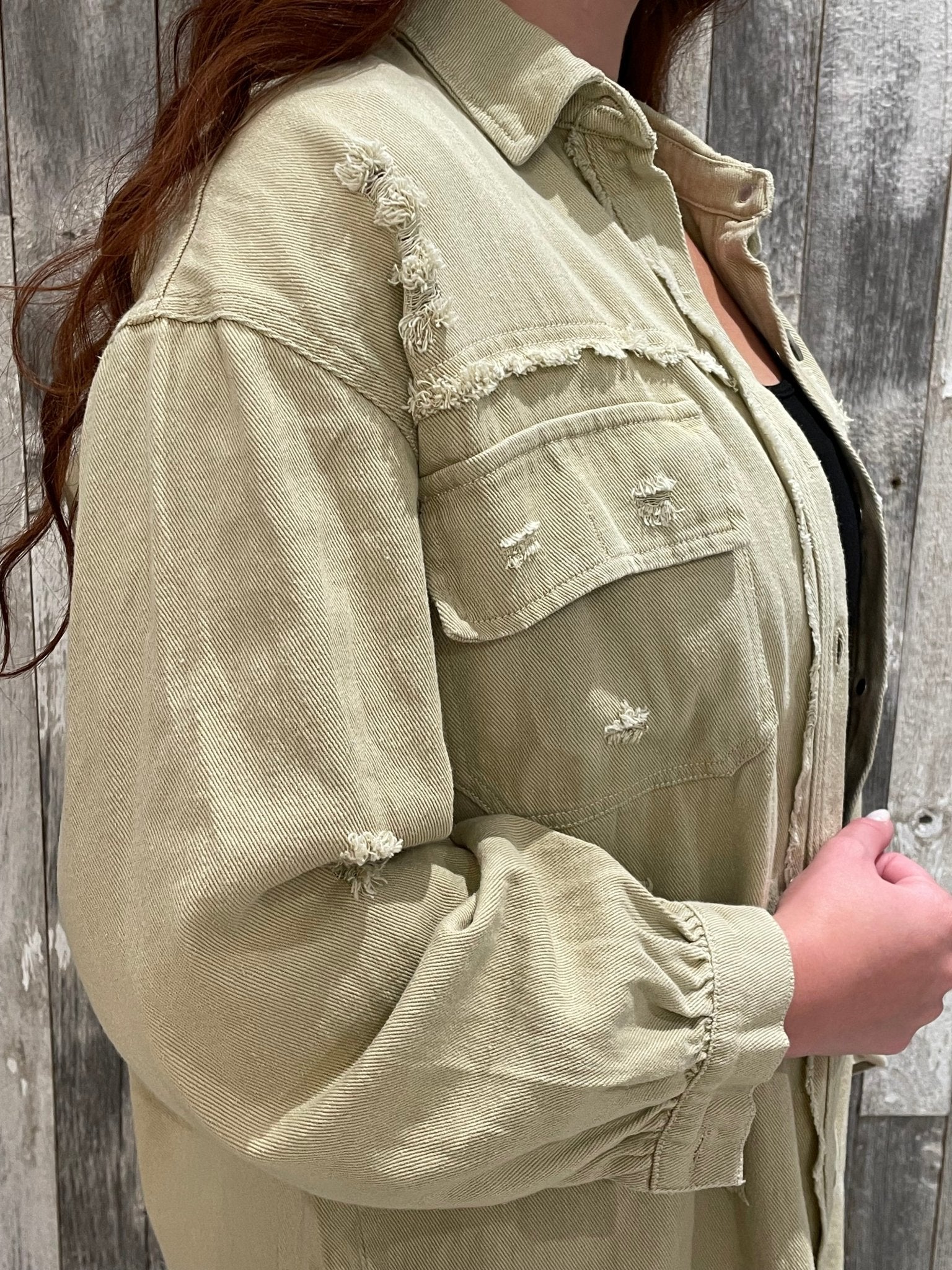 Tattered Shacket - Mainstream Boutique