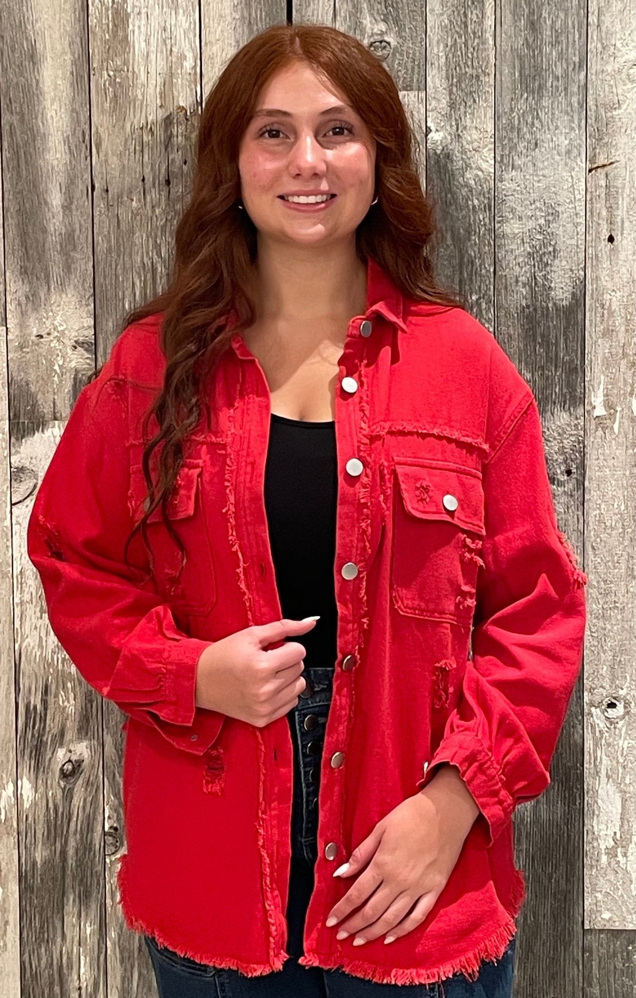 Tattered Shacket - Mainstream Boutique