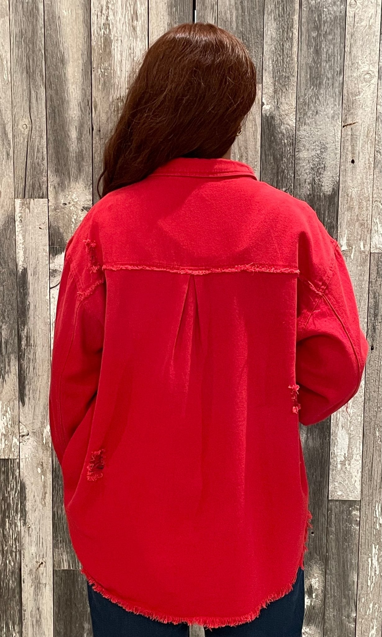 Tattered Shacket - Mainstream Boutique