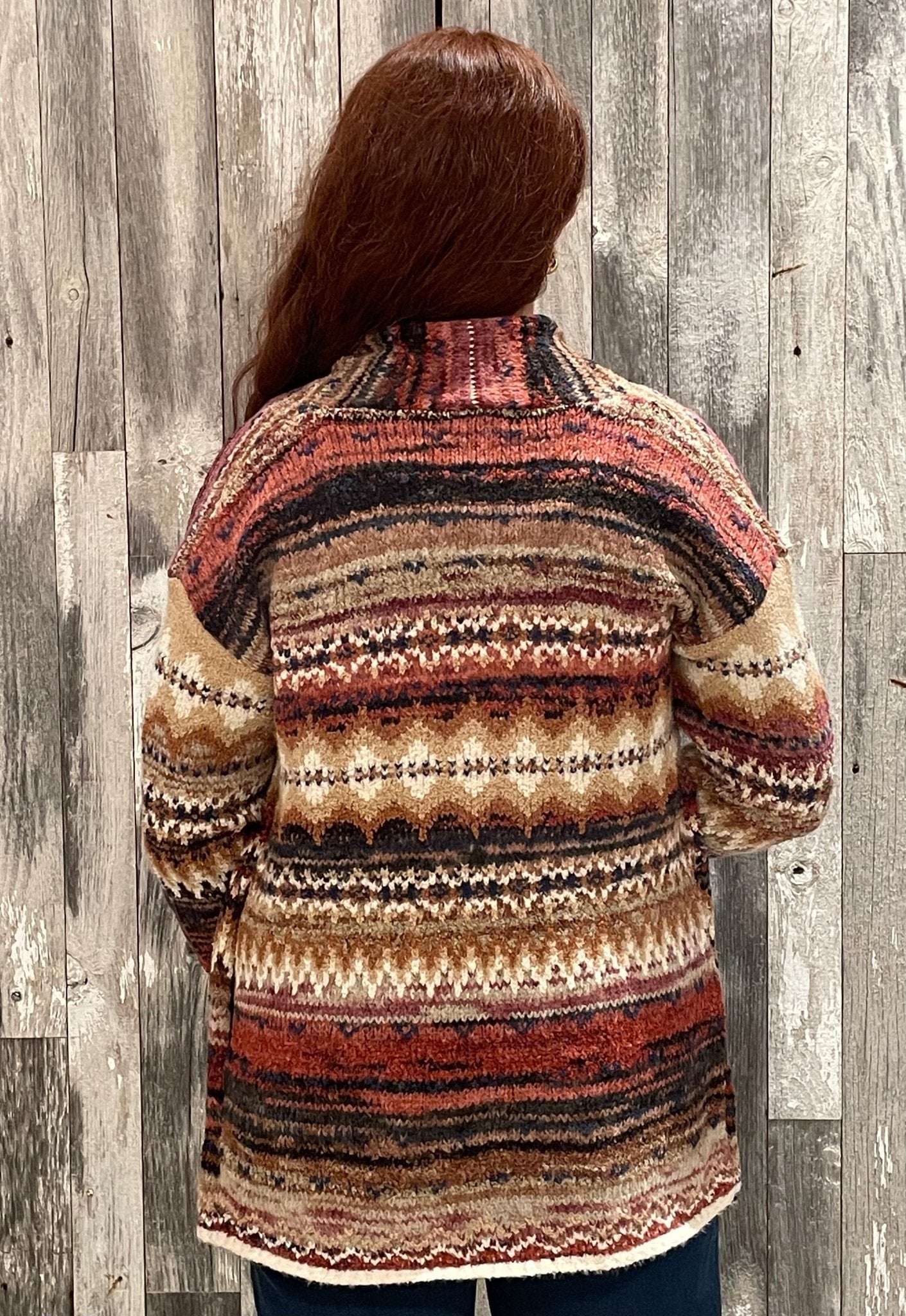 Charlie B Long Jacquard Cardigan W/ Patch Pockets - Mainstream Boutique