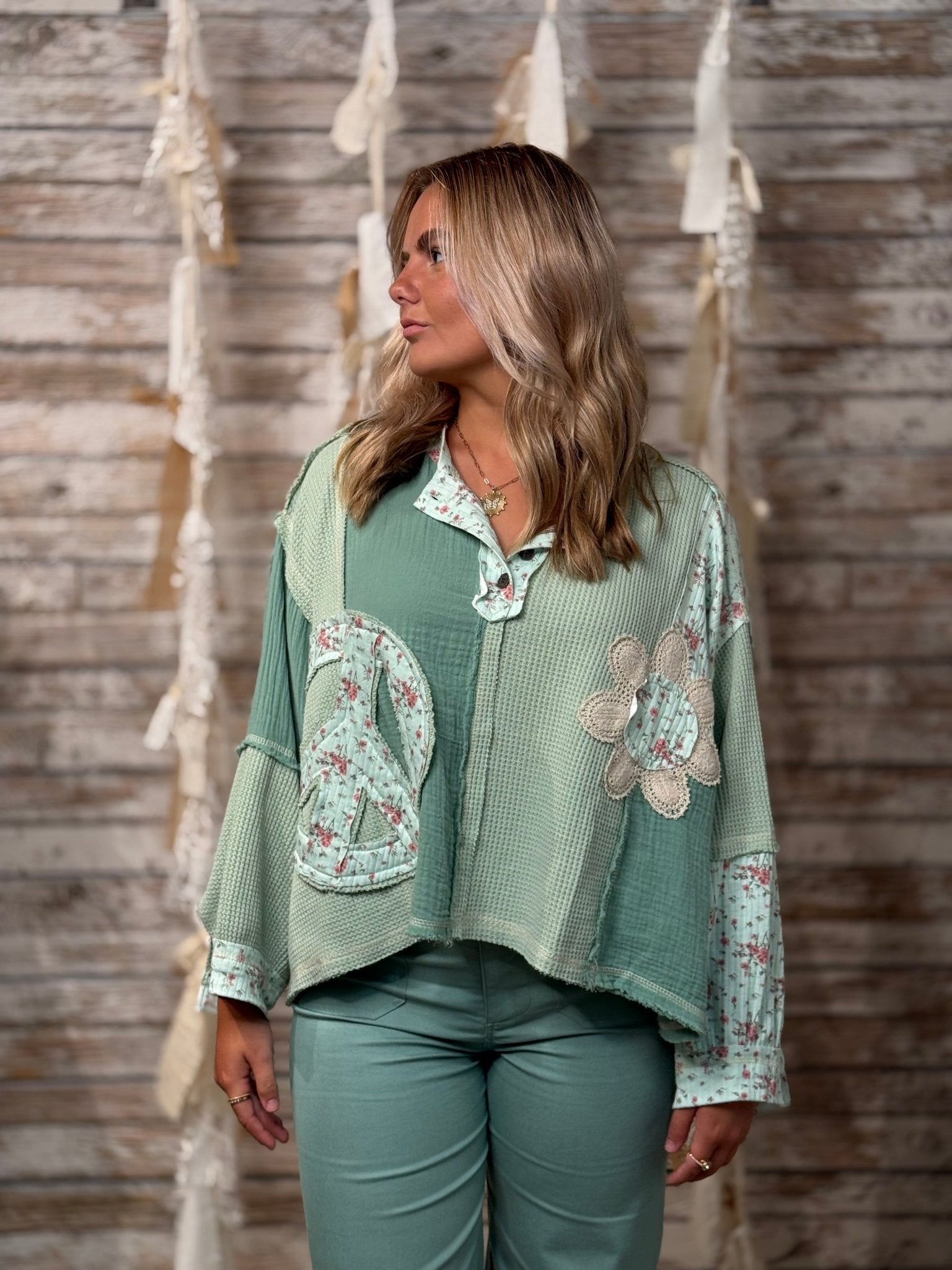 Peace & Patchwork Pullover - Mainstream Boutique