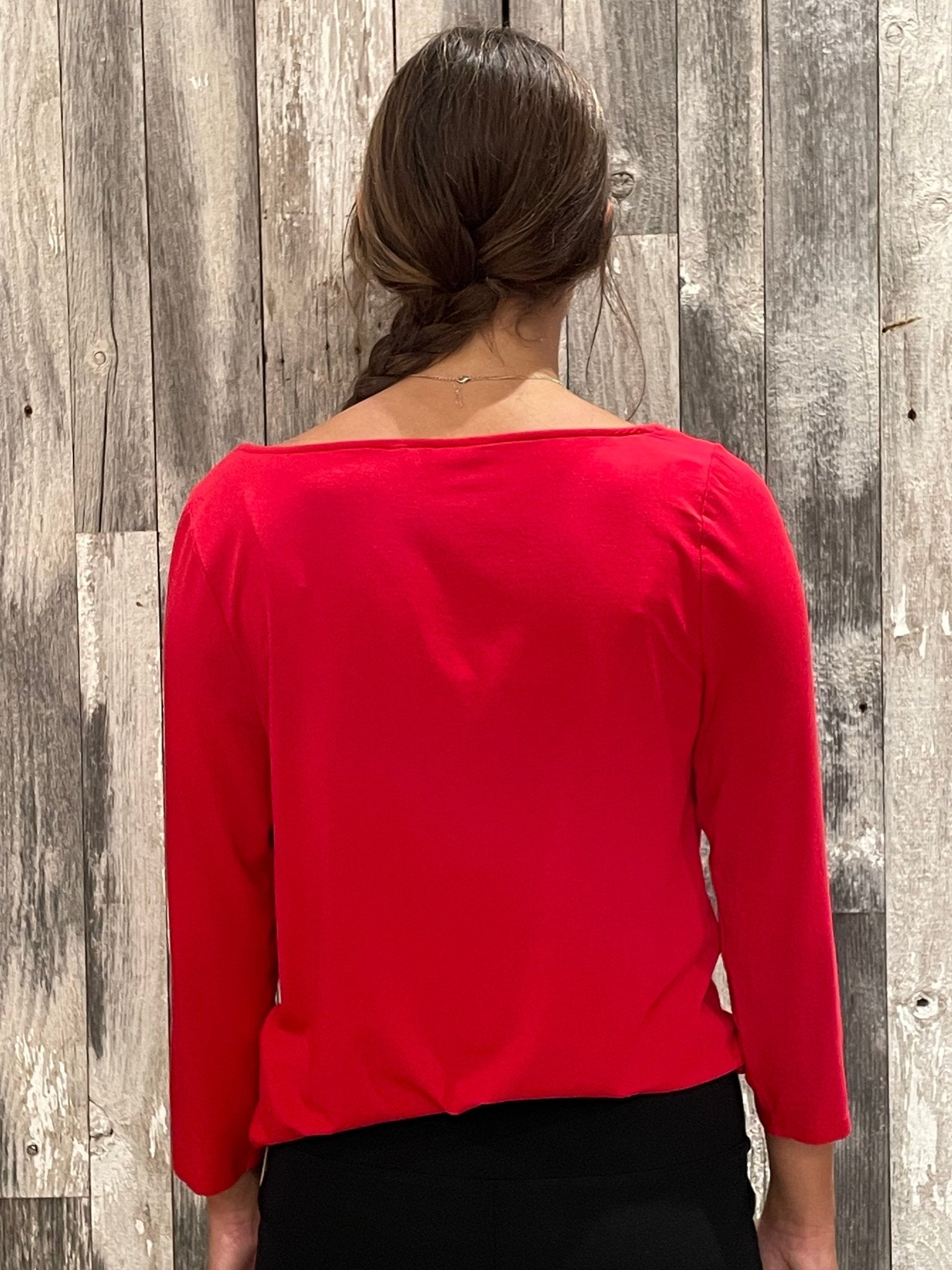 Liverpool 3/4 Sleeve Draped Neck Top - Mainstream Boutique