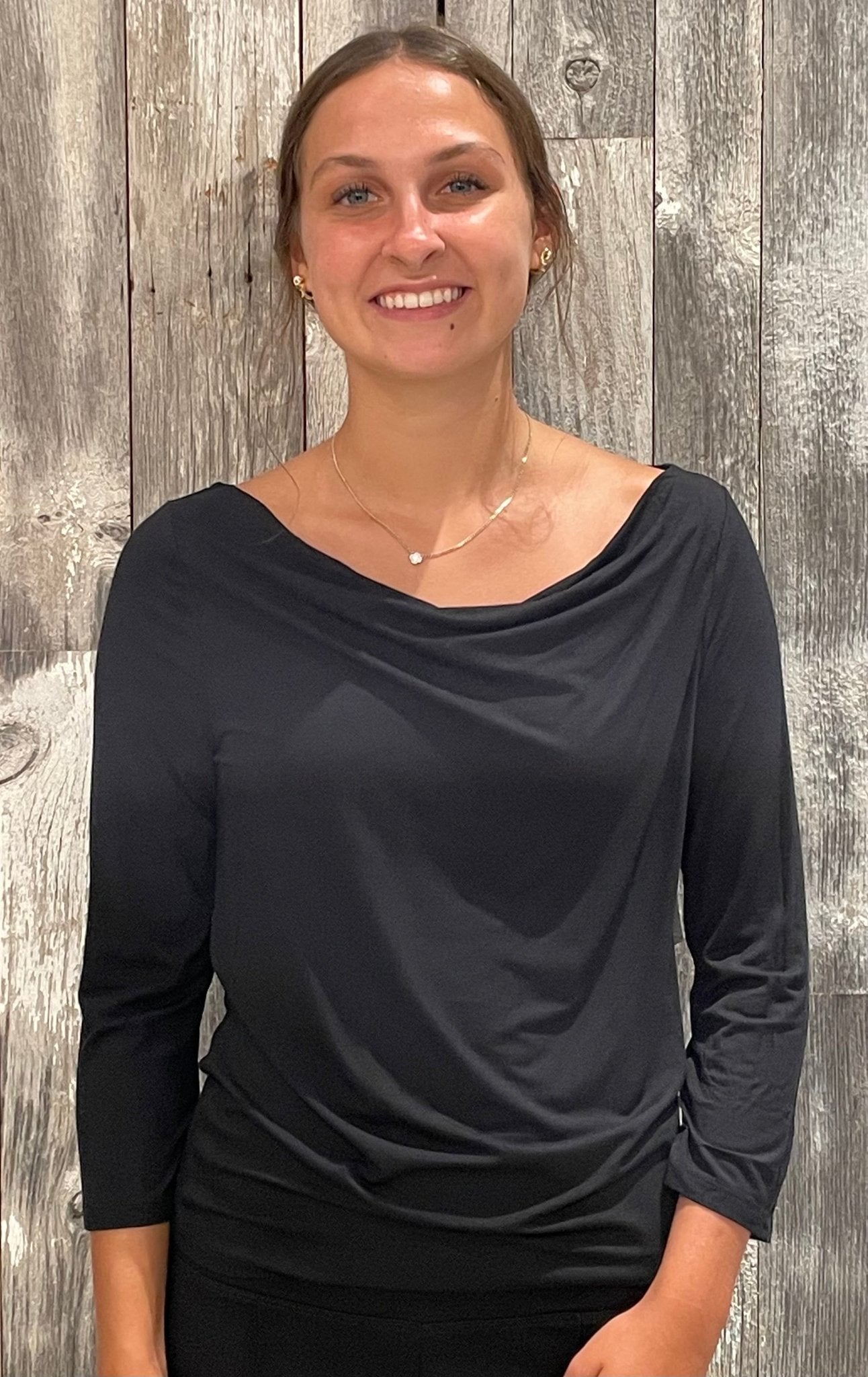Liverpool 3/4 Sleeve Draped Neck Top - Mainstream Boutique