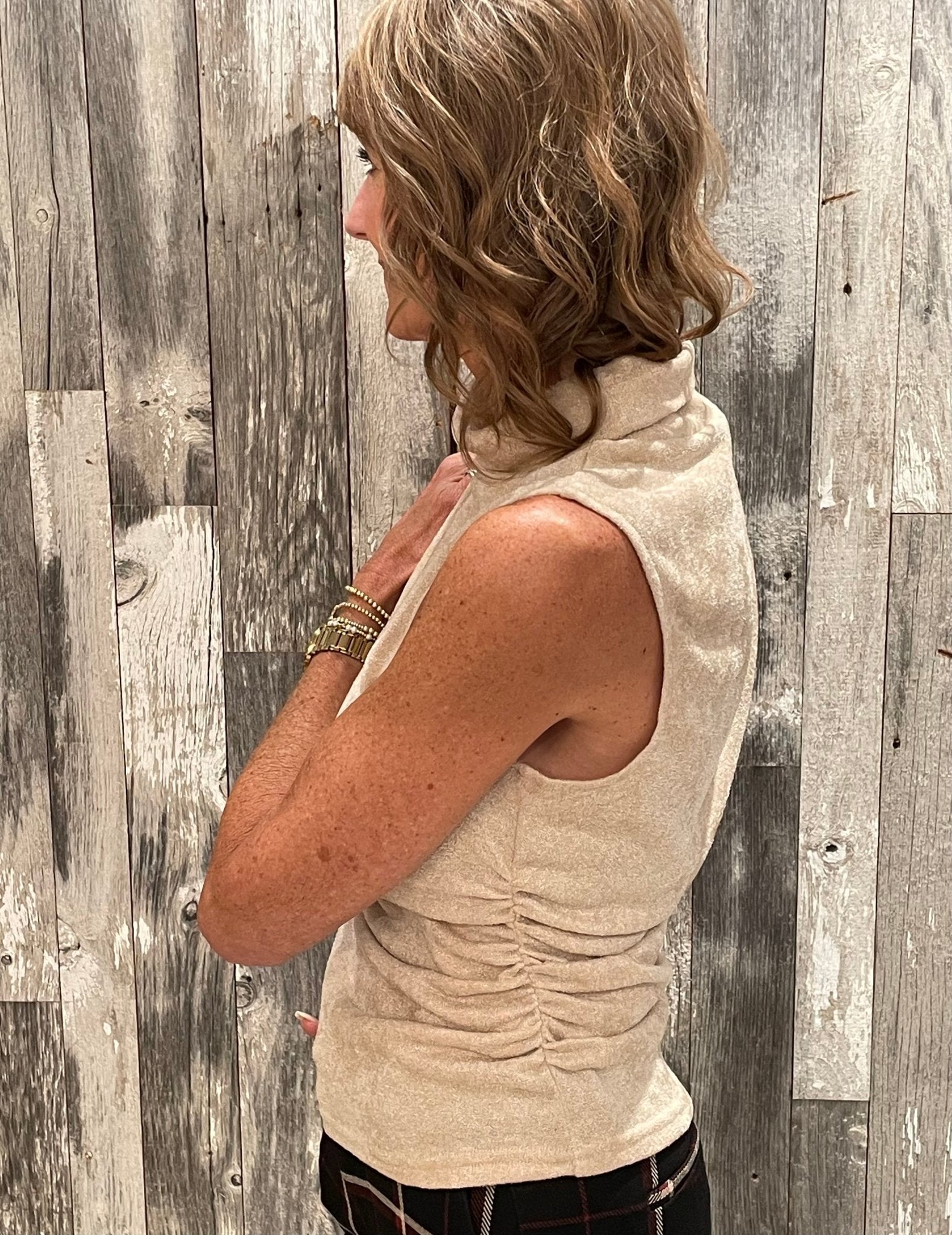 Sleeveless Mock Neck Shimmering Top - Mainstream Boutique