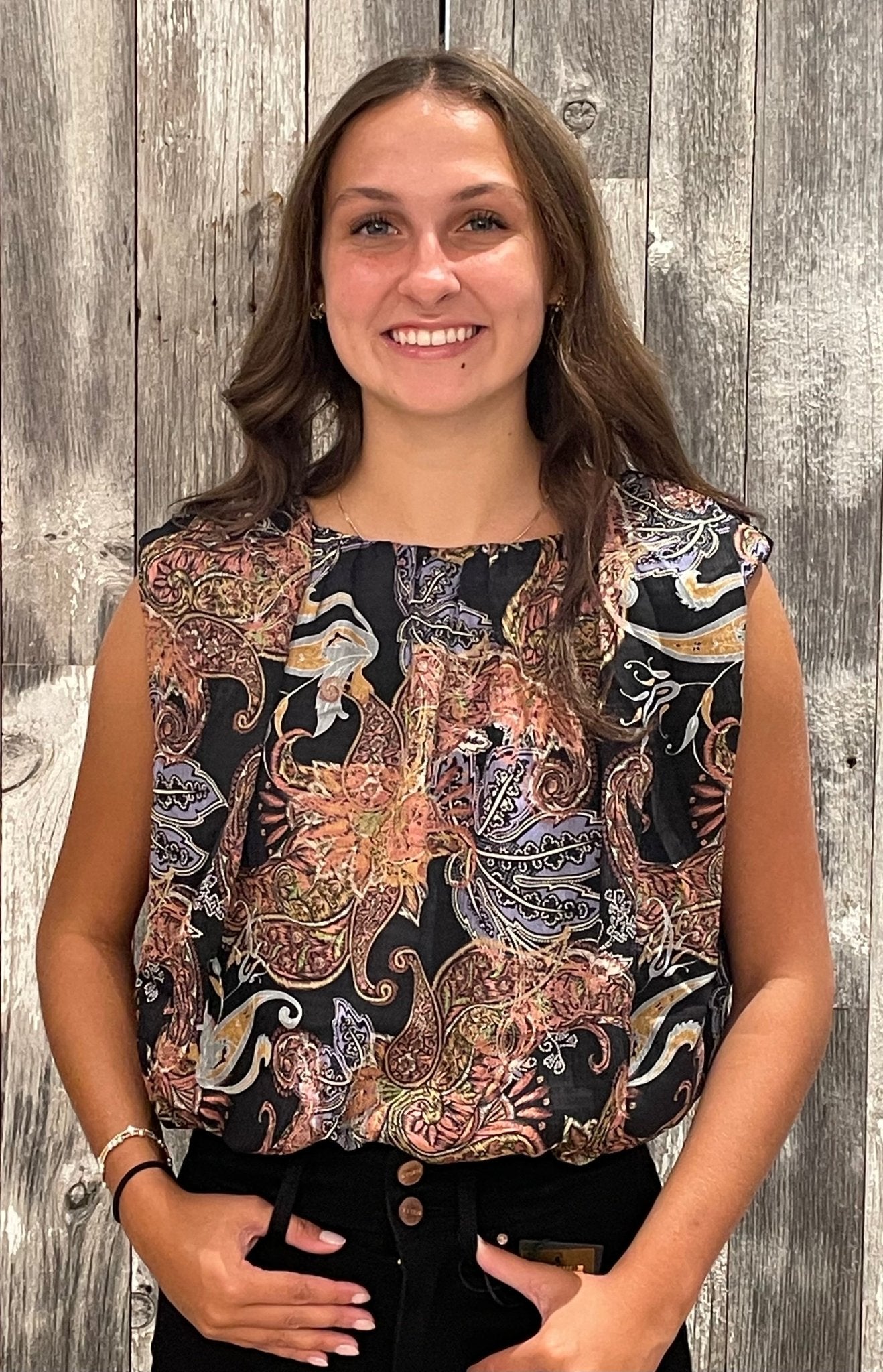 Paisley Printed Bubble Hem Tank - Mainstream Boutique