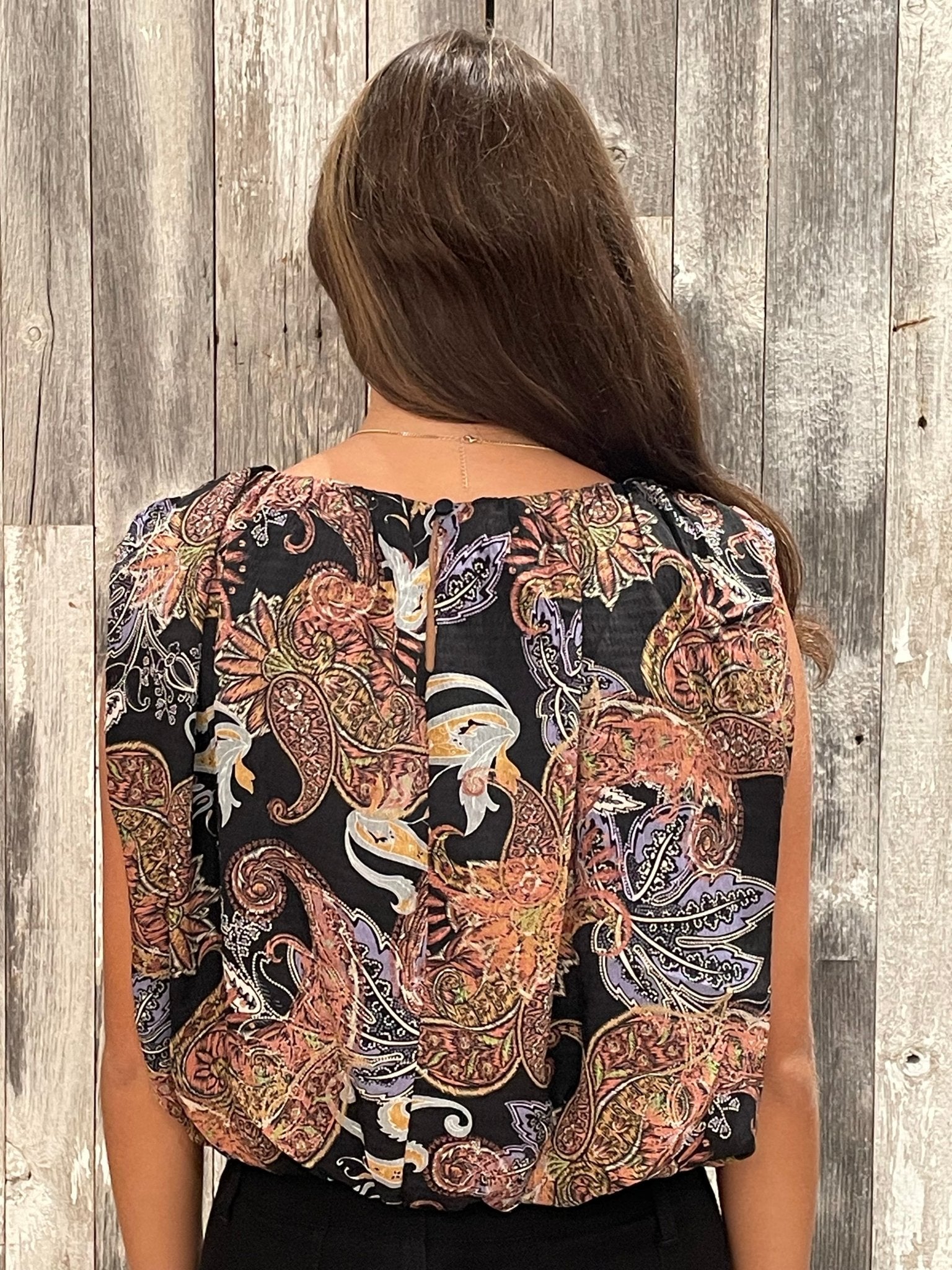 Paisley Printed Bubble Hem Tank - Mainstream Boutique