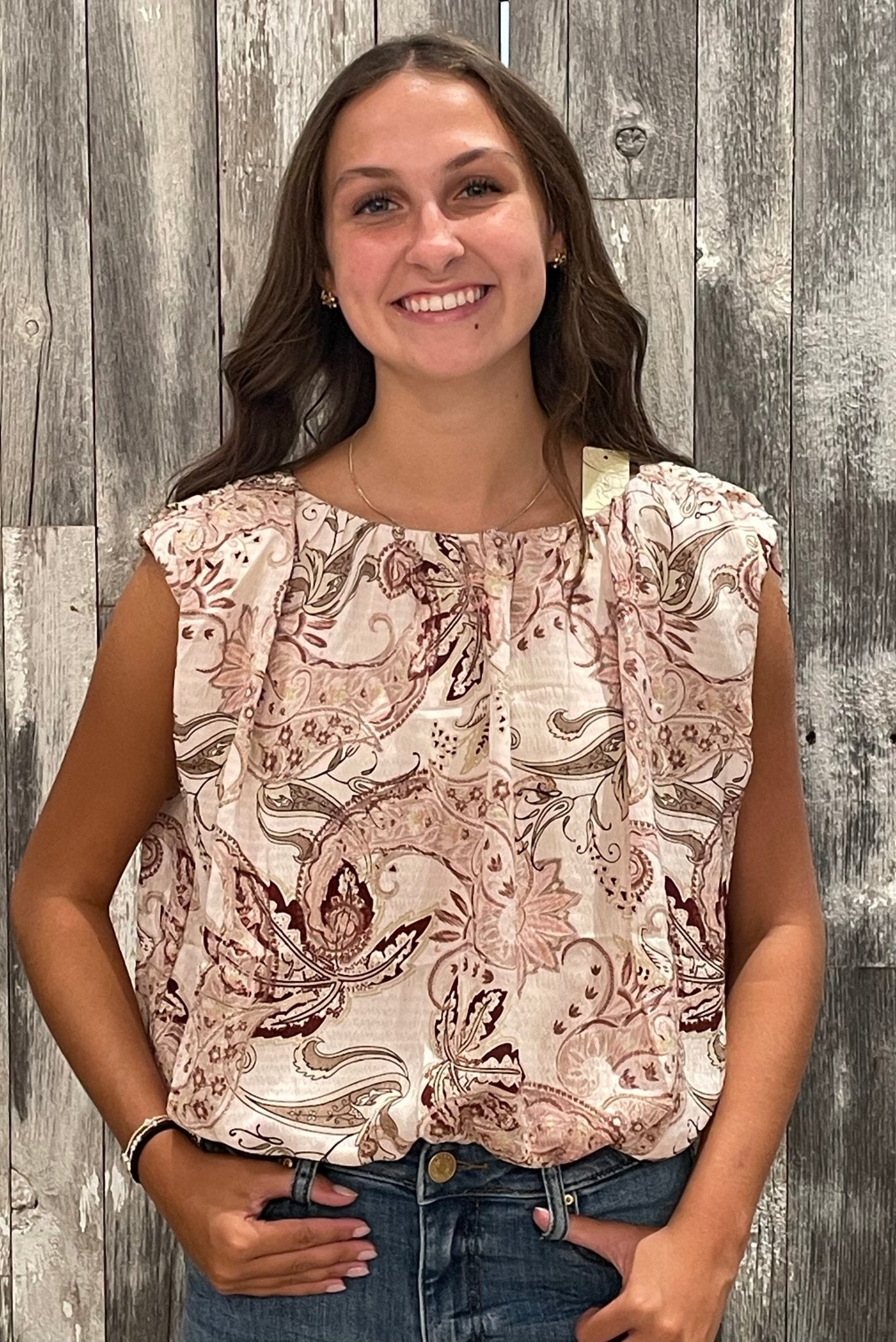 Paisley Printed Bubble Hem Tank - Mainstream Boutique