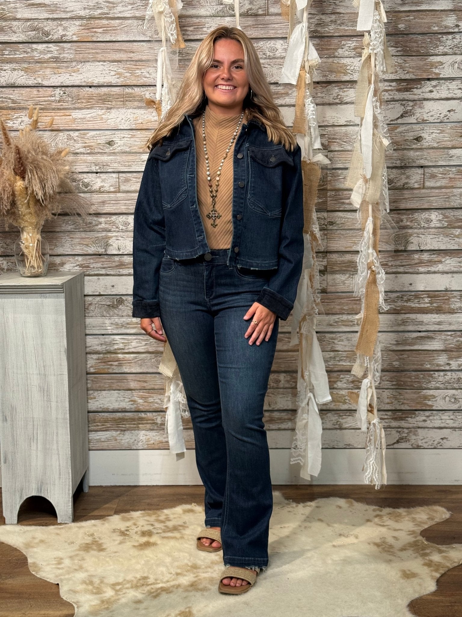 Mac And Me Corduroy Contrast Denim Jacket - Mainstream Boutique