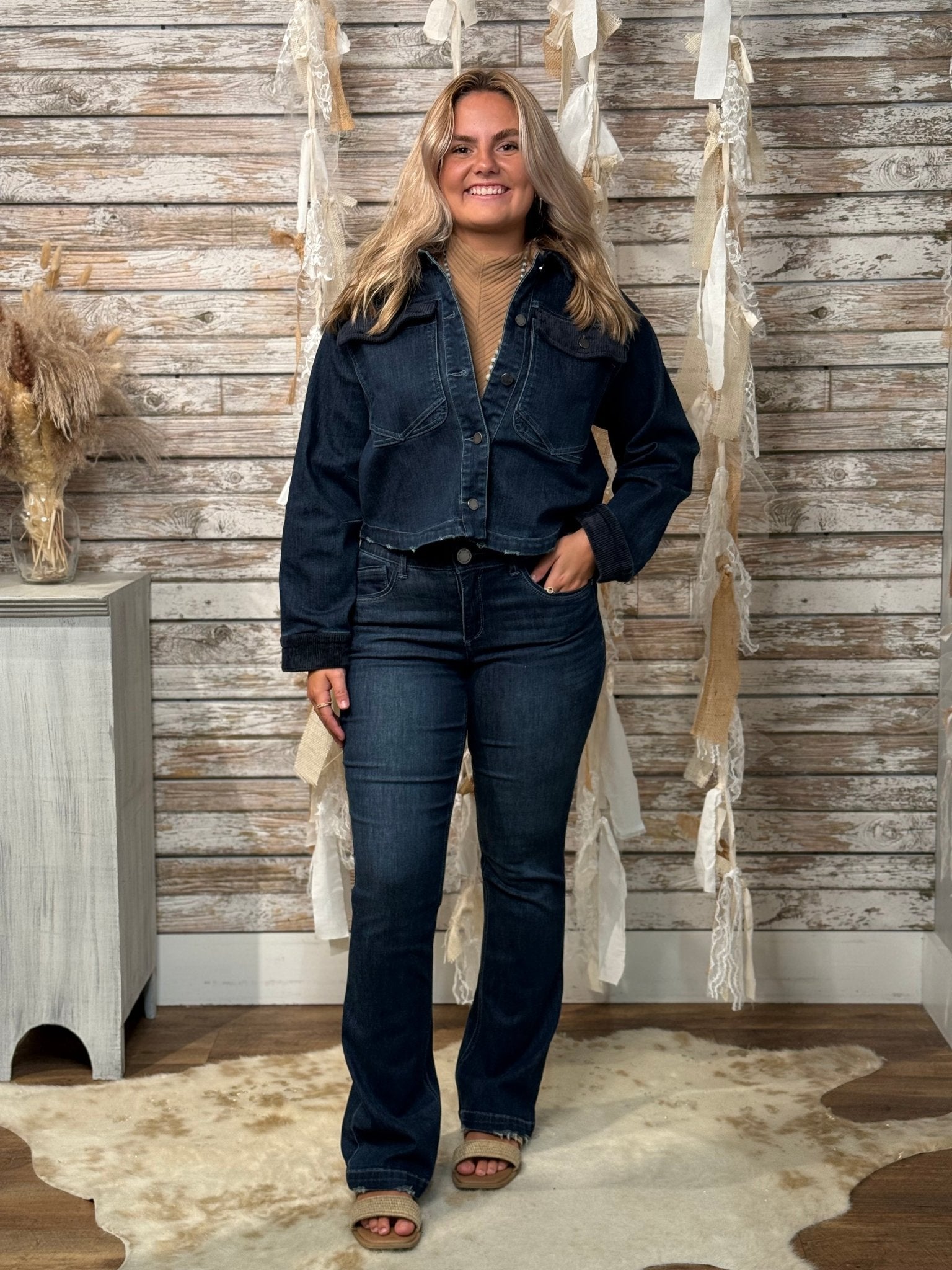 Mac And Me Corduroy Contrast Denim Jacket - Mainstream Boutique