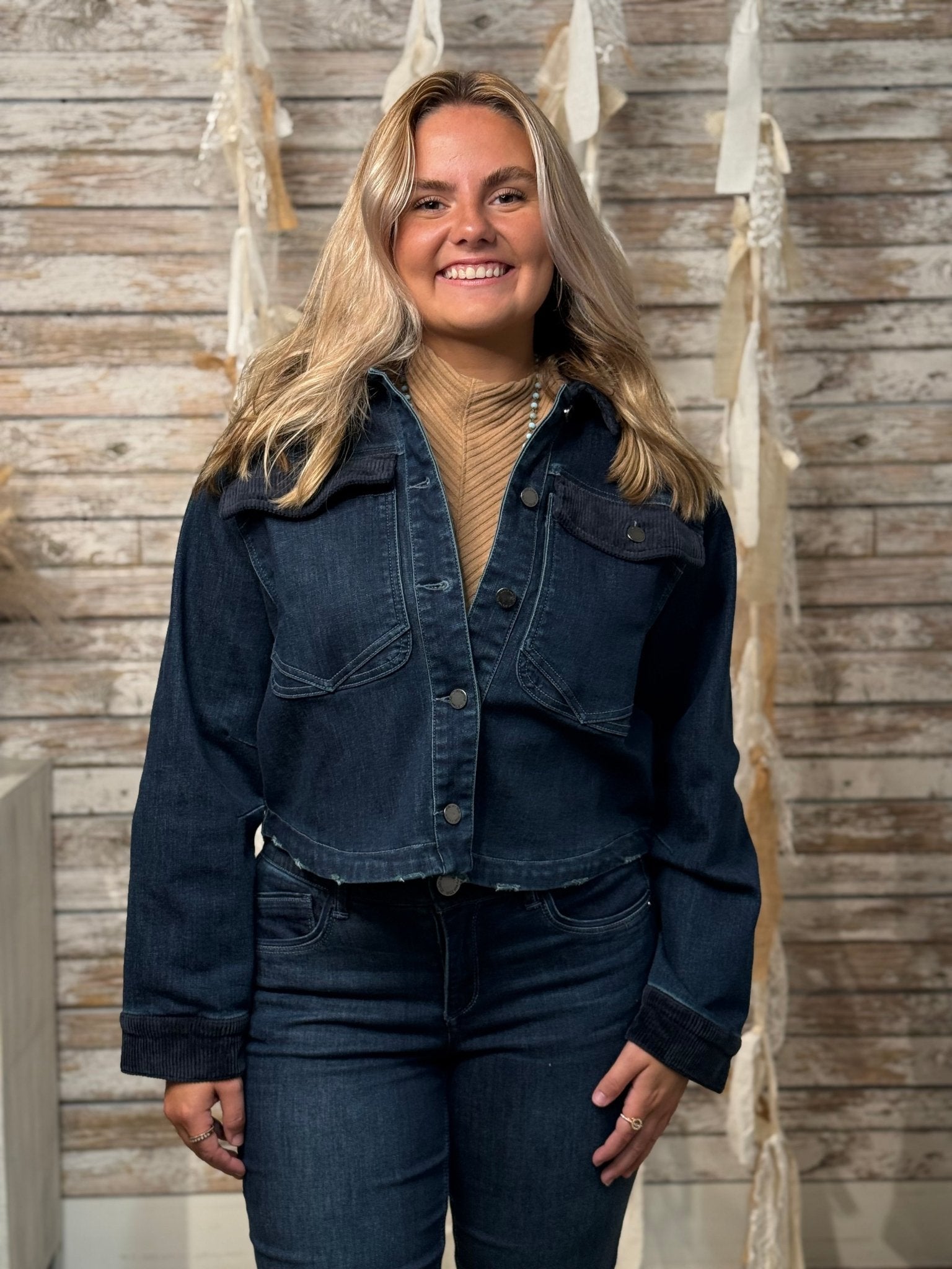 Mac And Me Corduroy Contrast Denim Jacket - Mainstream Boutique
