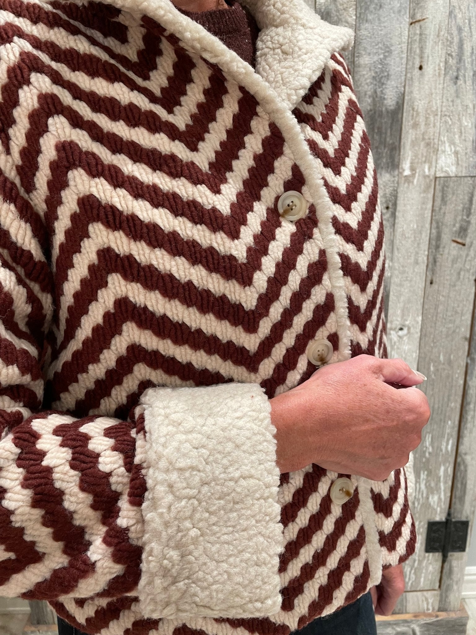 Charlie B Chevron Boucle Jacket - Mainstream Boutique