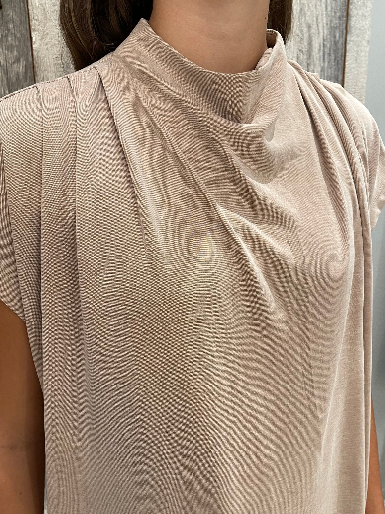 Draped Shoulder Dolman Cupro Top - Mainstream Boutique