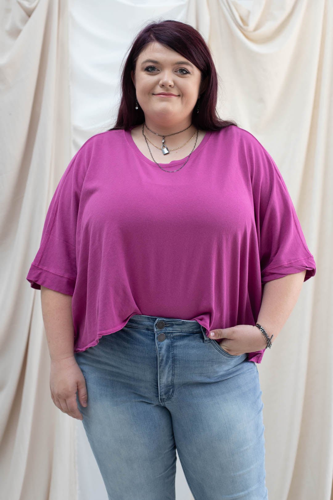 Vintage Swing Tee - Fuschia - Mainstream Boutique