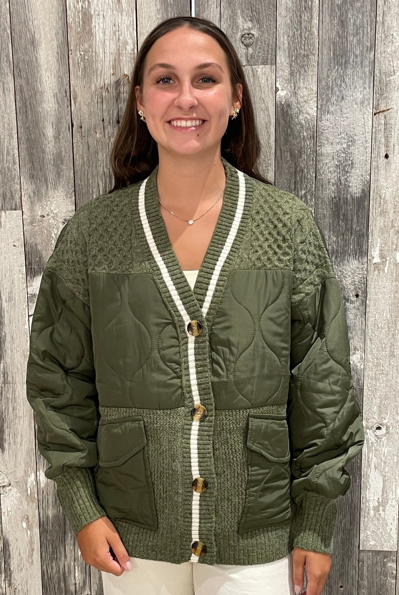 Button Down Quilted Sweater Cardigan - Mainstream Boutique
